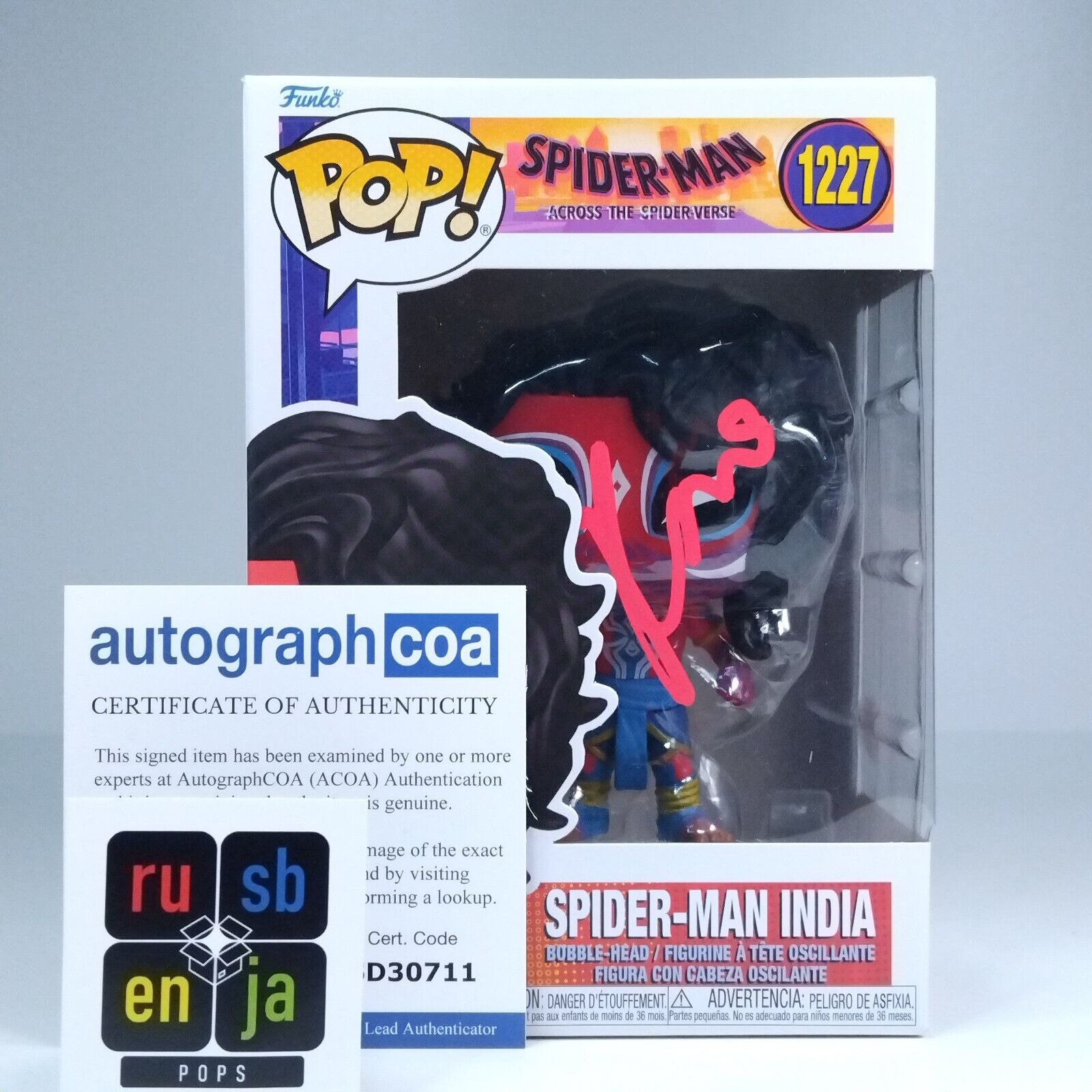 Funko Pop! Marvel Spider-Man India Signed Karan Soni COA #1227 WS