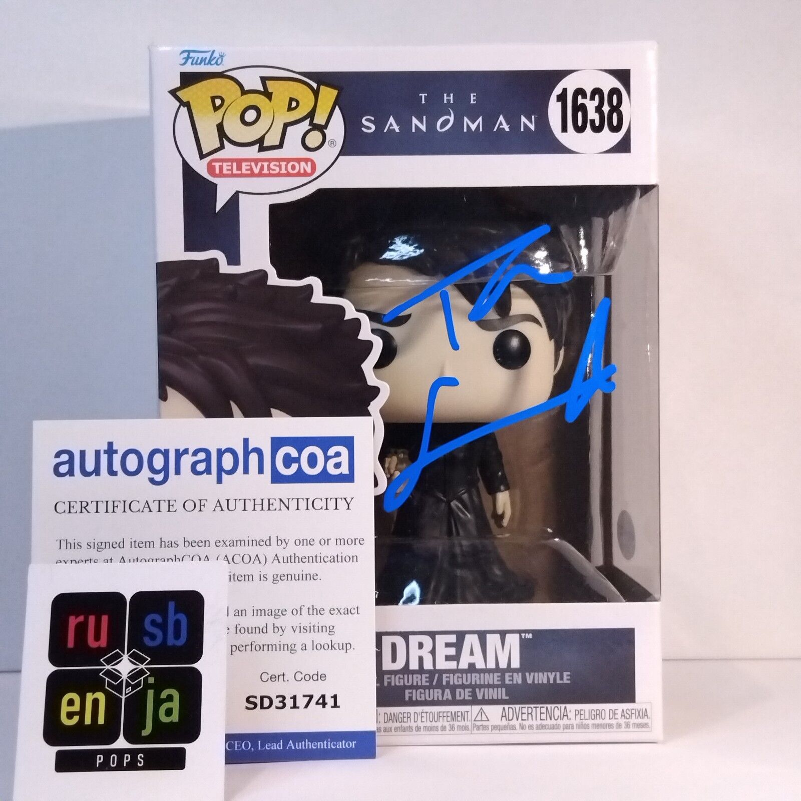 Funko Pop! TV The Sandman Dream Signed Tom Sturridge COA #1638 WS