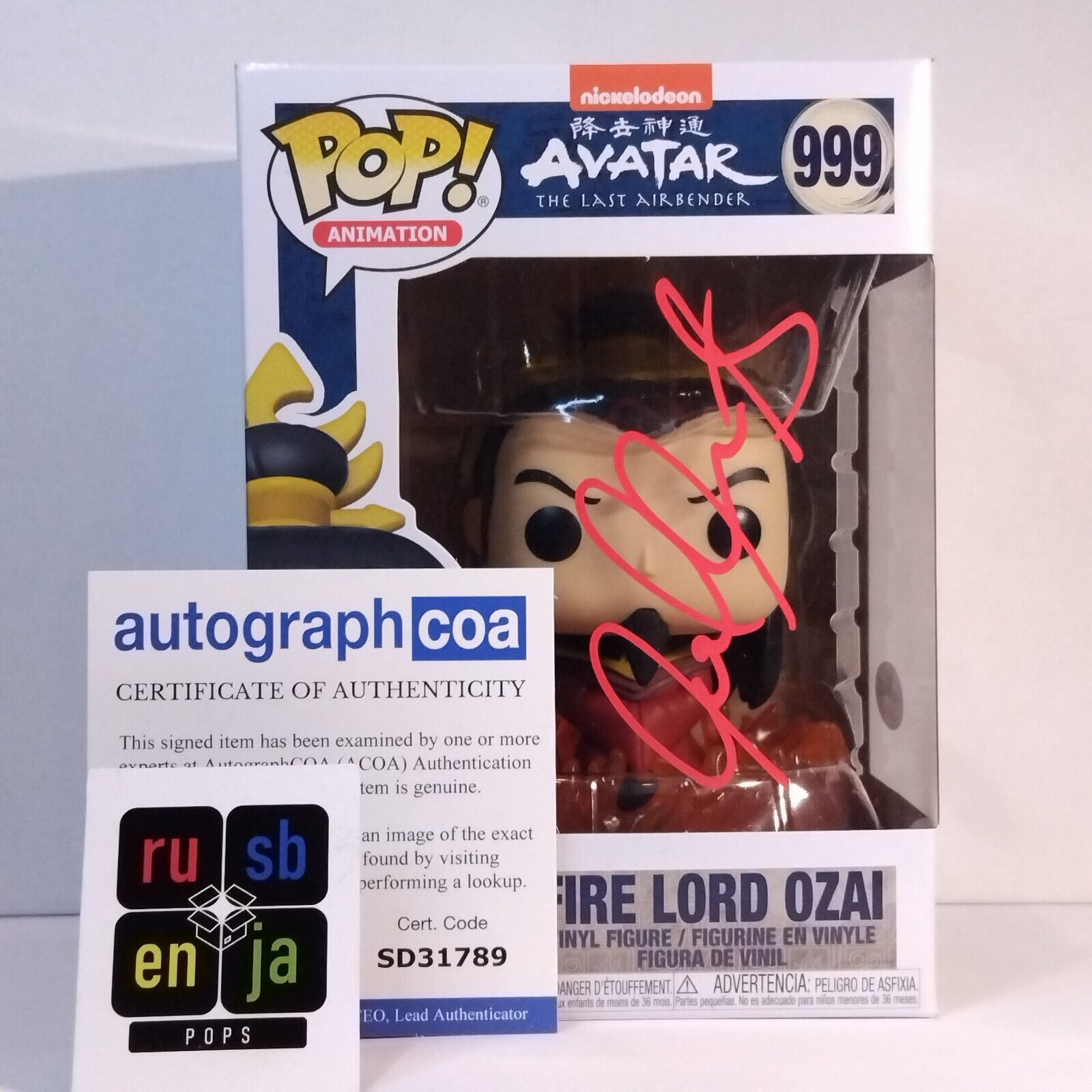 Funko Pop! Avatar Last Airbender Fire Lord Ozai Signed Cliff Curits COA #999 WS