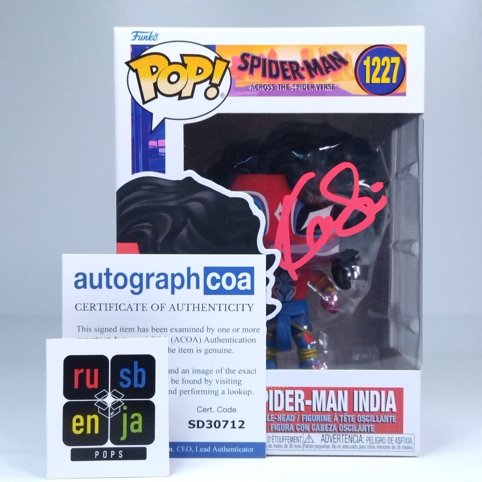 Funko Pop! Marvel Spider-Man India Signed Karan Soni COA #1227 WS