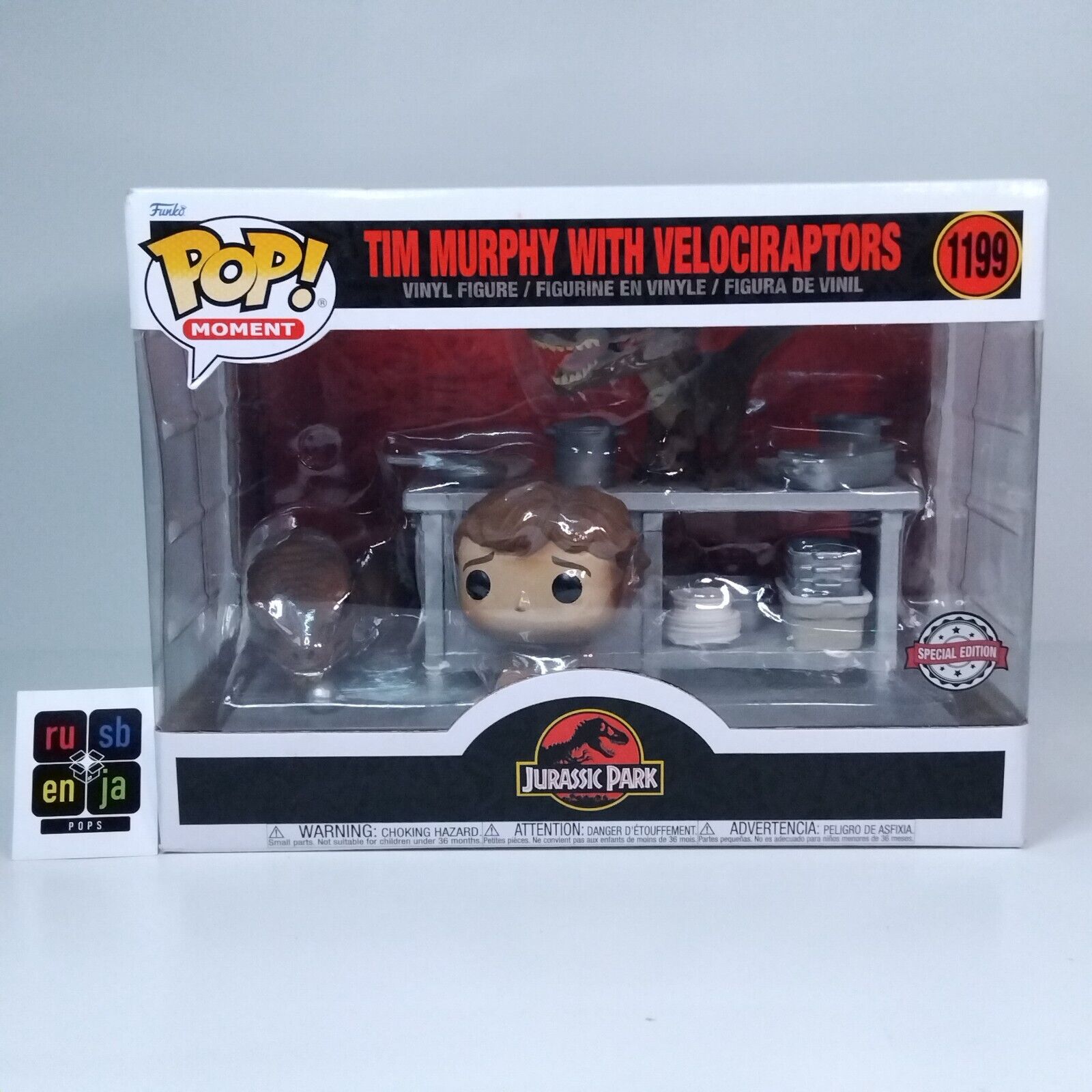 Funko Pop! Movie Moment Jurassic Park Tim Murphy with Velociraptors #1199