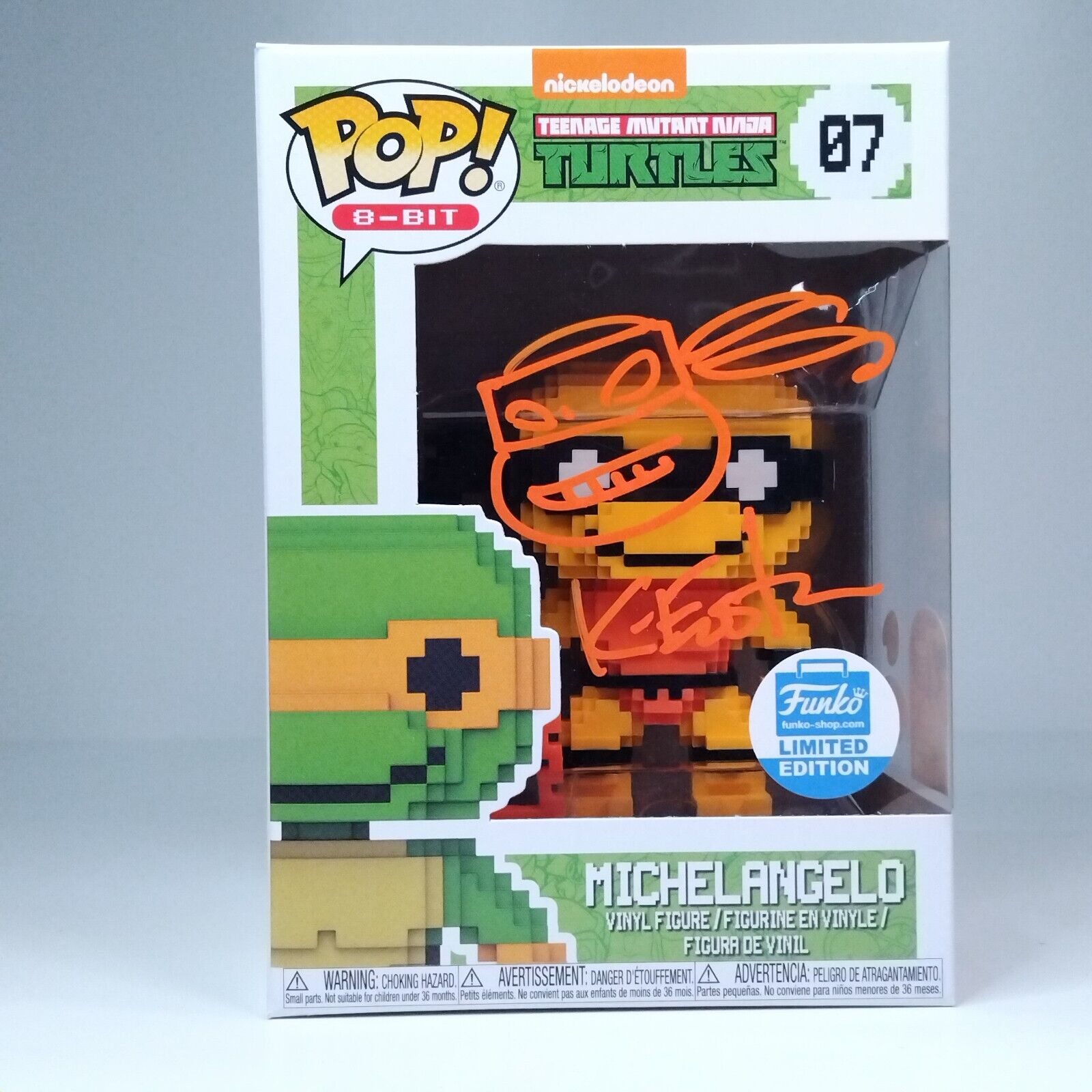 Funko Pop! 8-BIT TMNT Ninja Turtles Michelangelo Signed Kevin Eastman 7BAP #07