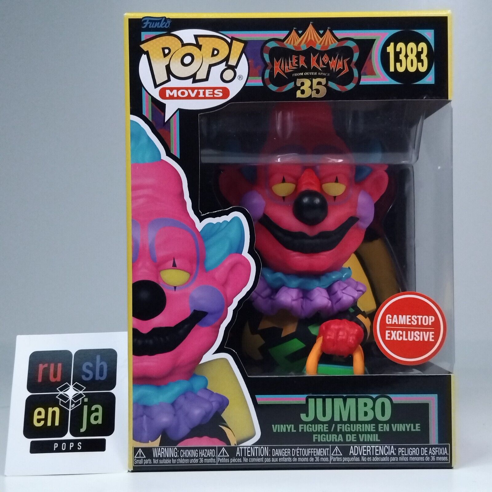 Funko Pop! Movies Horror Killer Klowns Blacklight Jumbo Gamestop Exclusive #1381