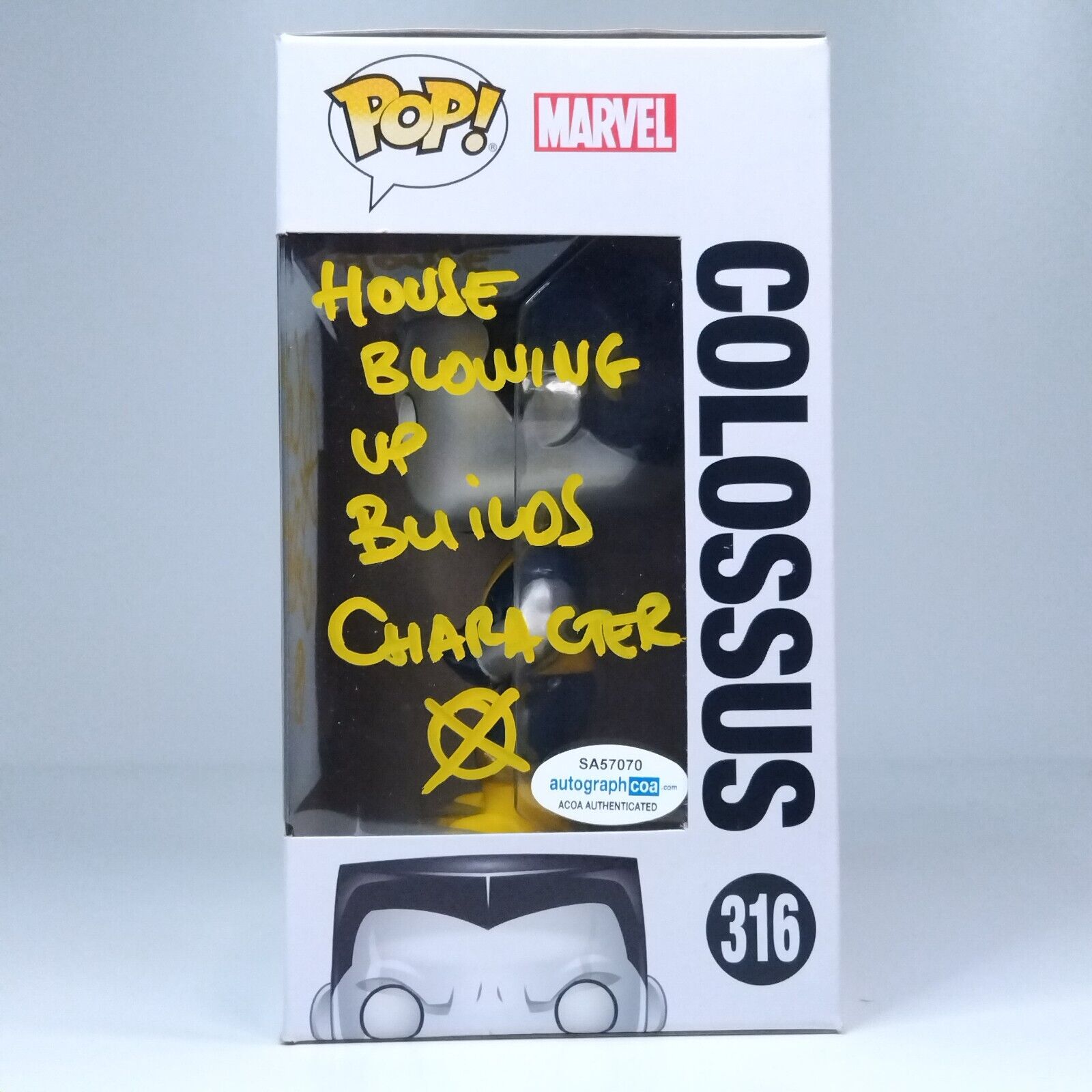Funko Pop! Marvel X-Men Colossus Signed w/Quote Stefan Kapicic COA #316