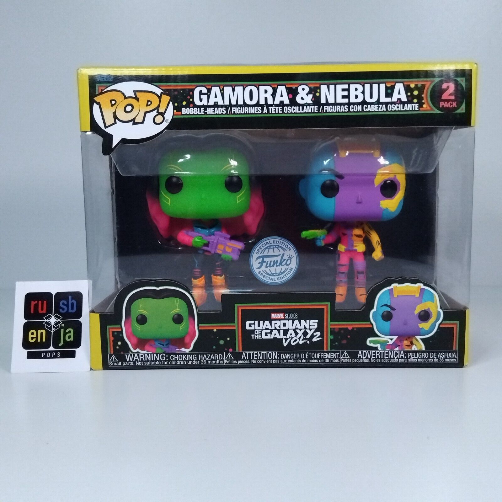 Funko Pop! Marvel Blacklight Guardians Gamora & Nebula Special Edition 2 Pack