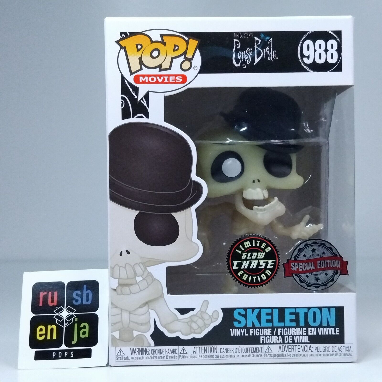 Funko Pop! Movies Corpse Bride Skeleton Glow Chase Special Edition #988