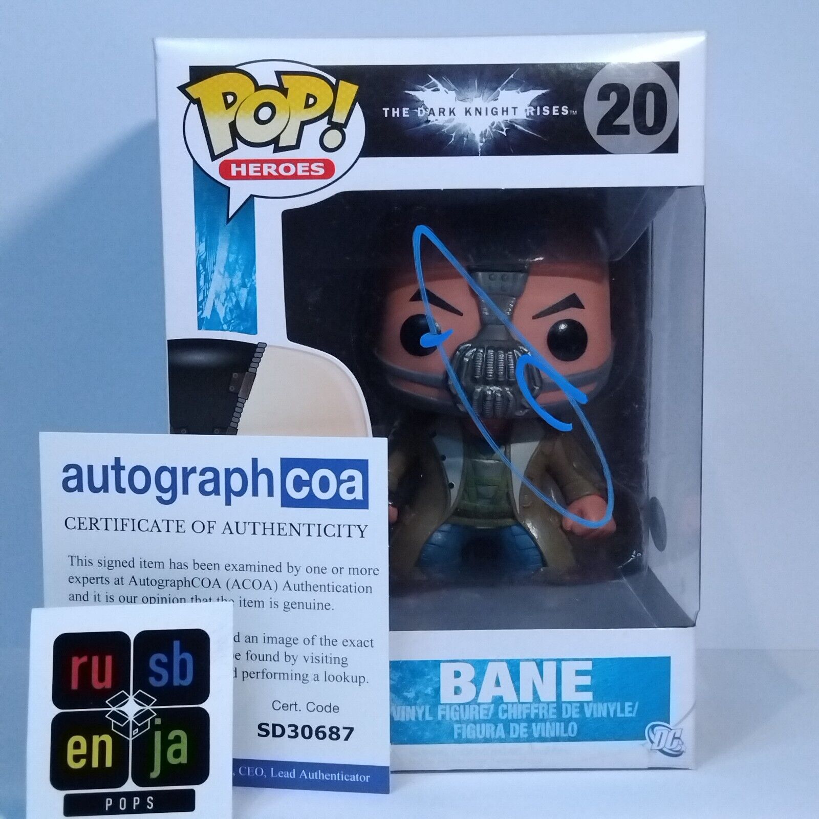 Funko Pop! DC Heroes Batman Dark Knight Rises Bane Signed Tom Hardy COA #20 WS