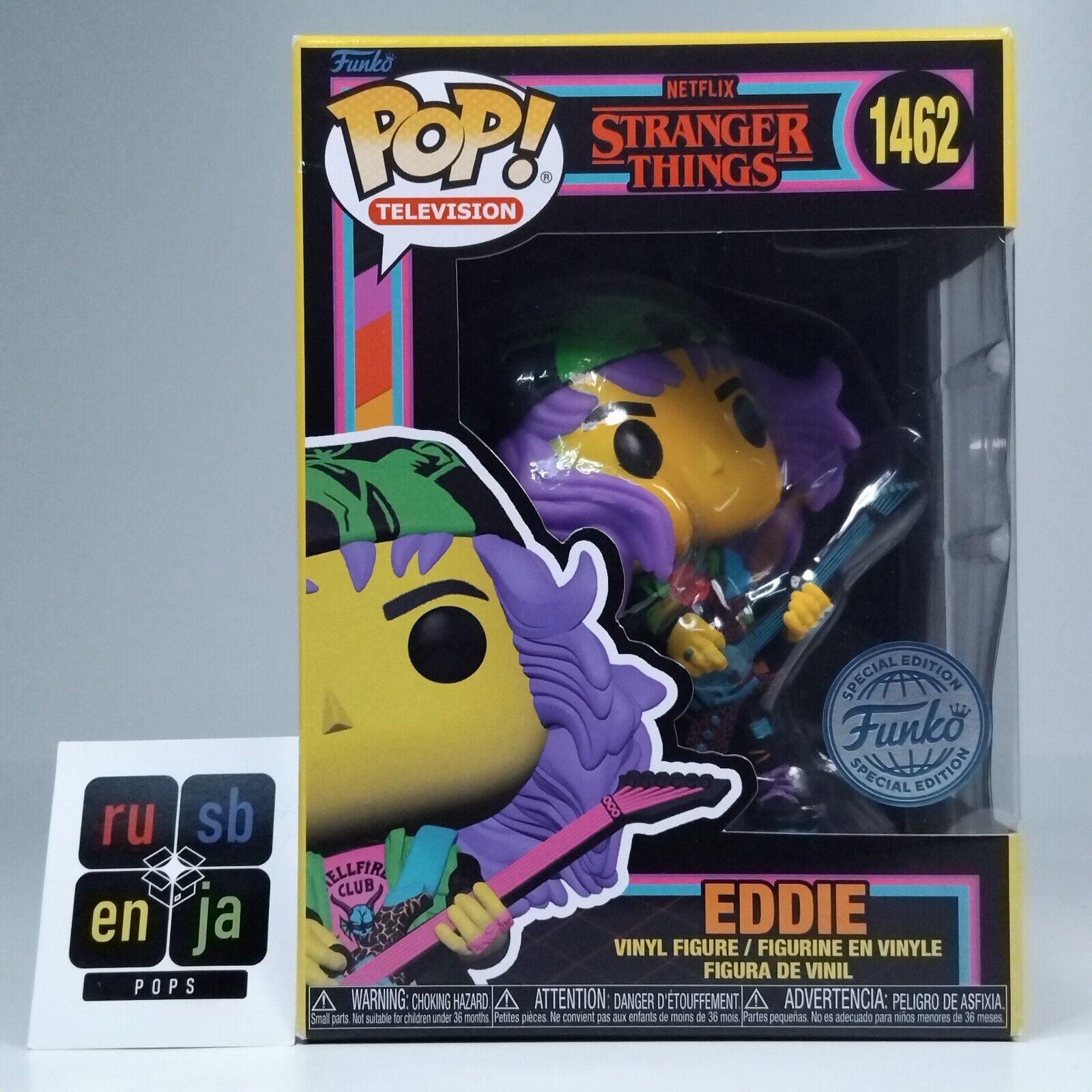 Funko Pop! TV Stranger Things Blacklight Eddie Special Edition #1462