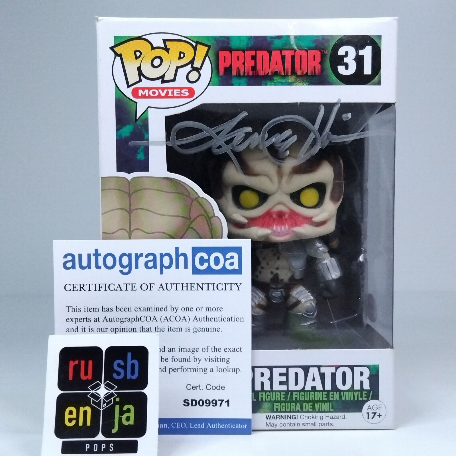 Funko Pop! Movies Predator Signed Lance Henriksen COA #31 BOX DAMAGE