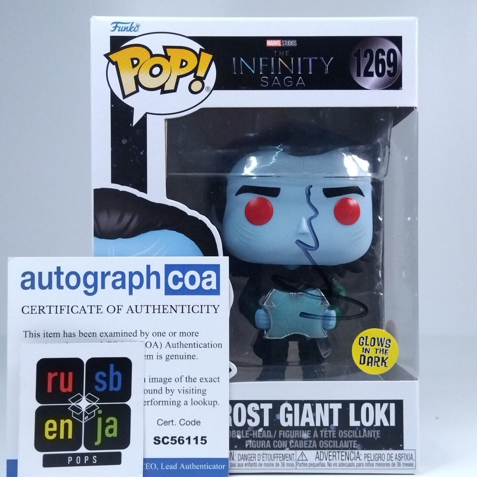 Funko Pop! Marvel Frost Giant Loki Signed Matt Damon COA #1269 WS