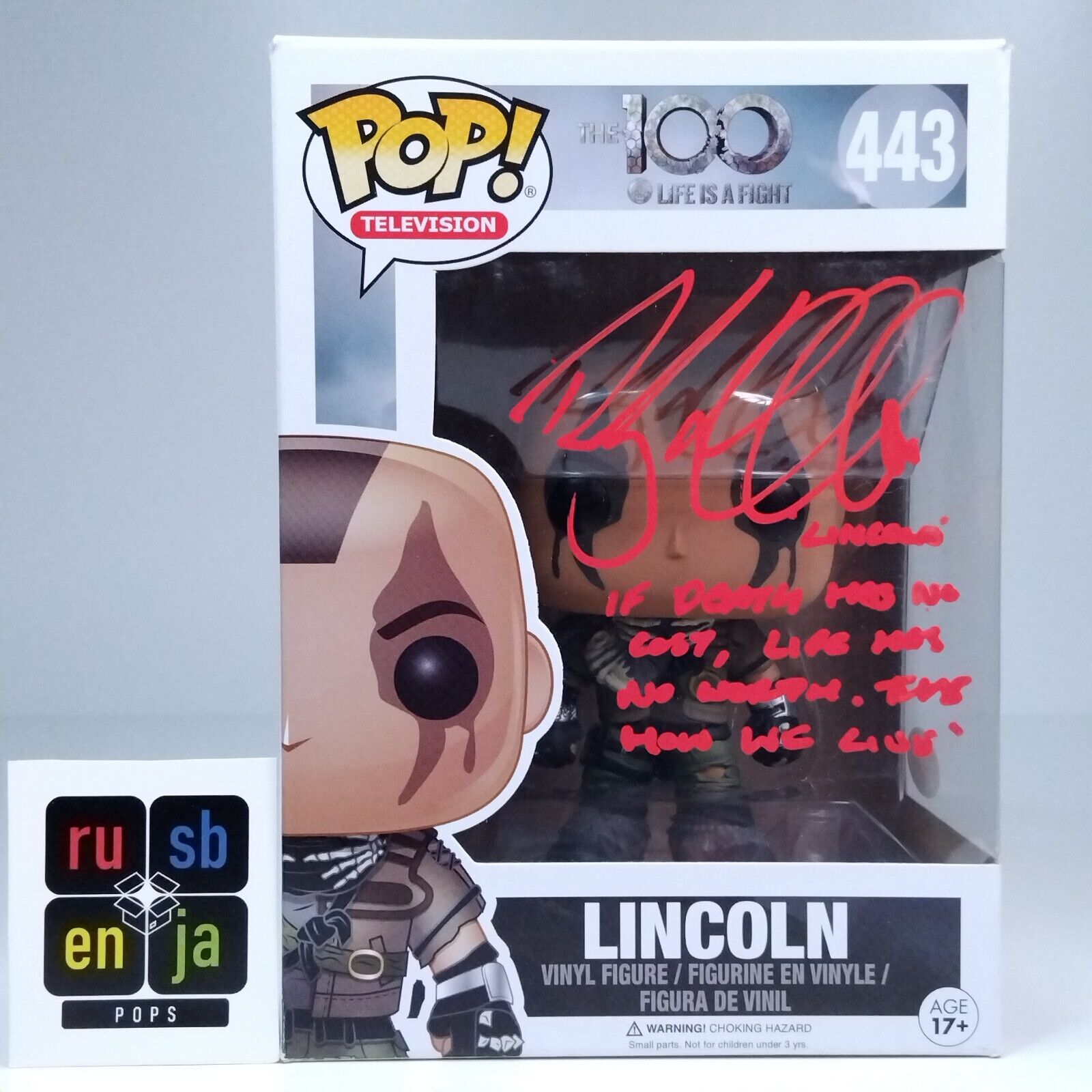 Funko Pop! TV The 100 Lincoln Signed Ricky Whittle & Quote COA #443