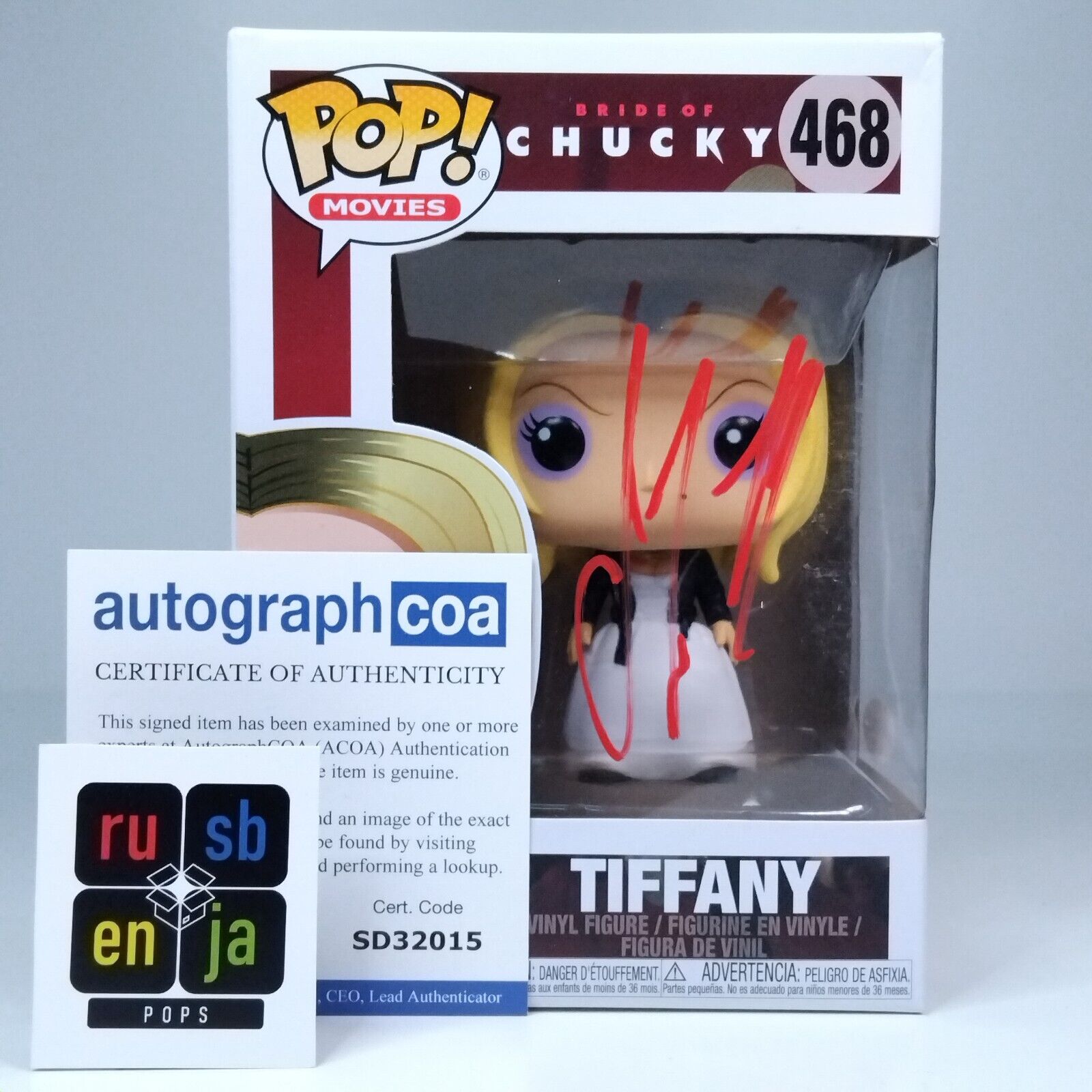 Funko Pop! Movies Horror Chucky Tiffany Signed Jennifer Tilly COA #468