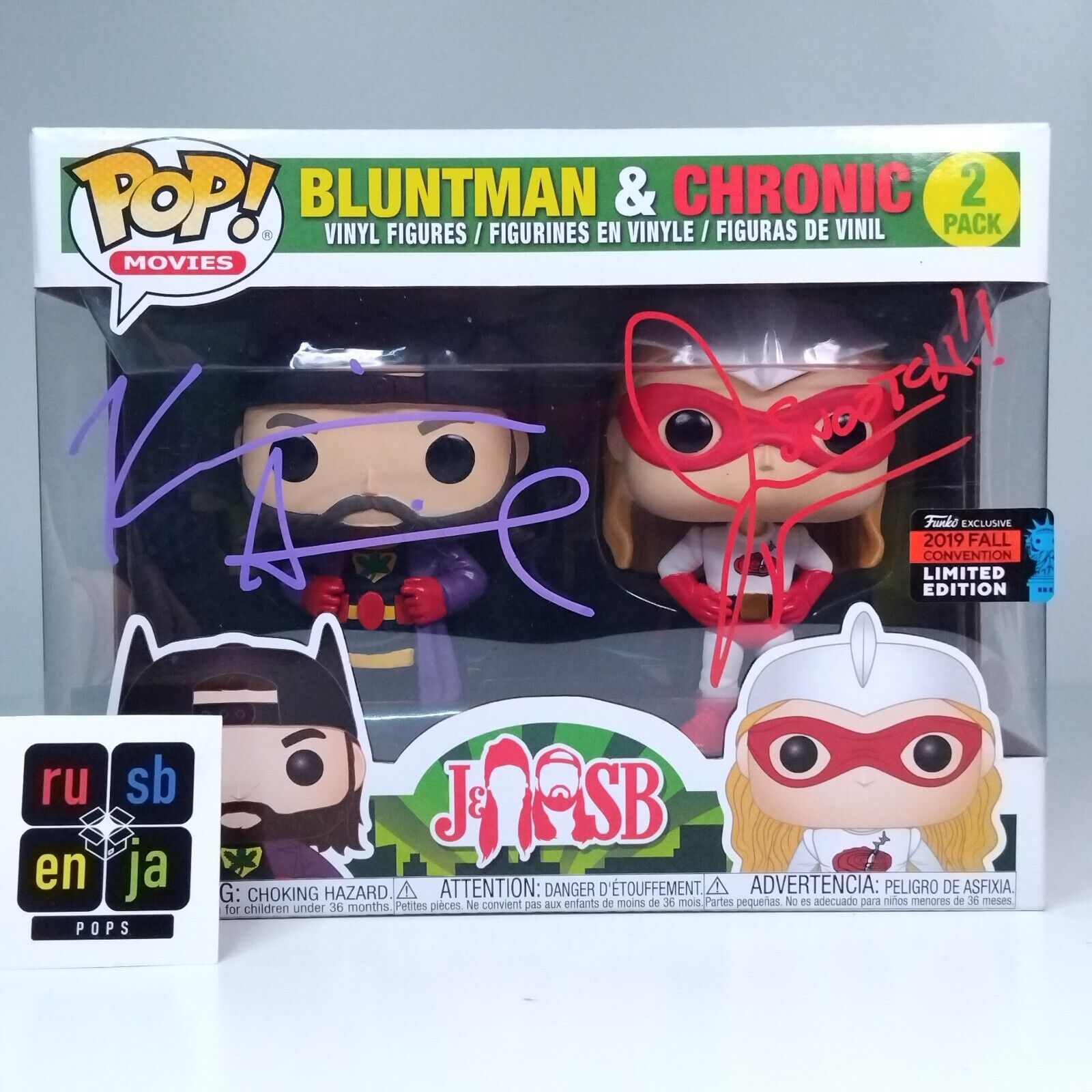 Funko Pop! Movies Bluntman & Chronic Signed Kevin Smith & Jason Mewes COA 2 Pack