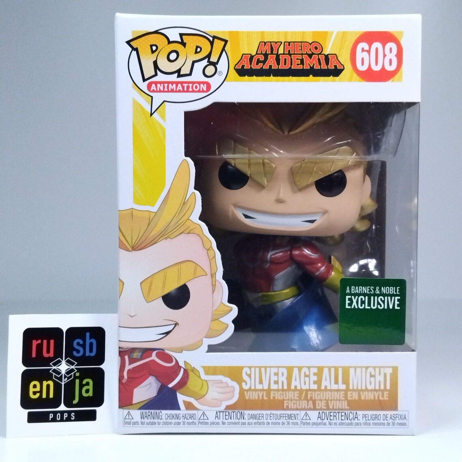 Funko Pop! Anime MHA My Hero Academia Silver Age All Might Metallic Barnes #608