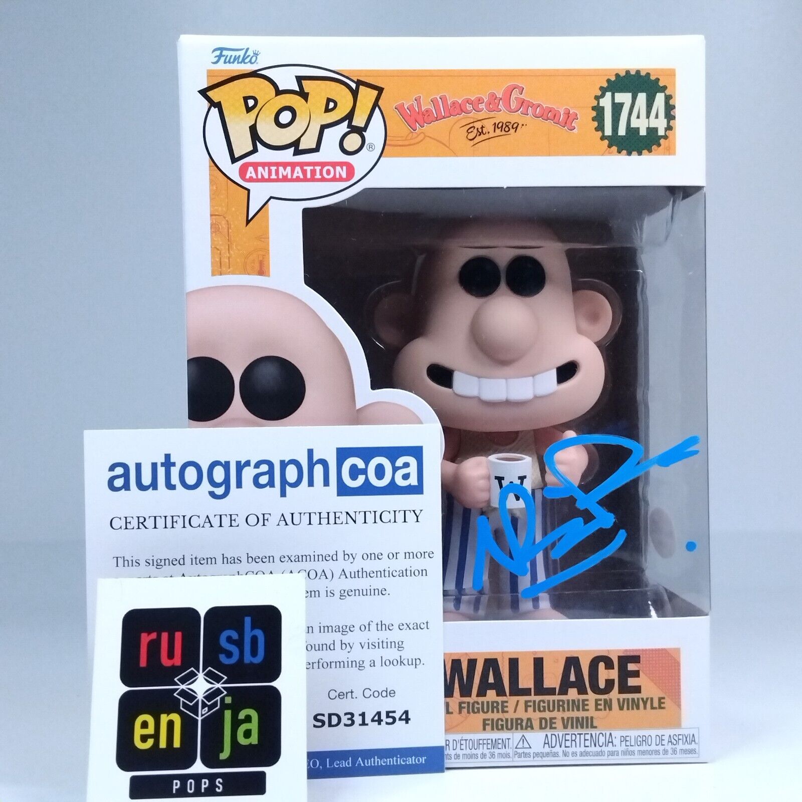 Funko Pop! Animation Wallace & Gromit Signed Nick Park COA #1744 WS