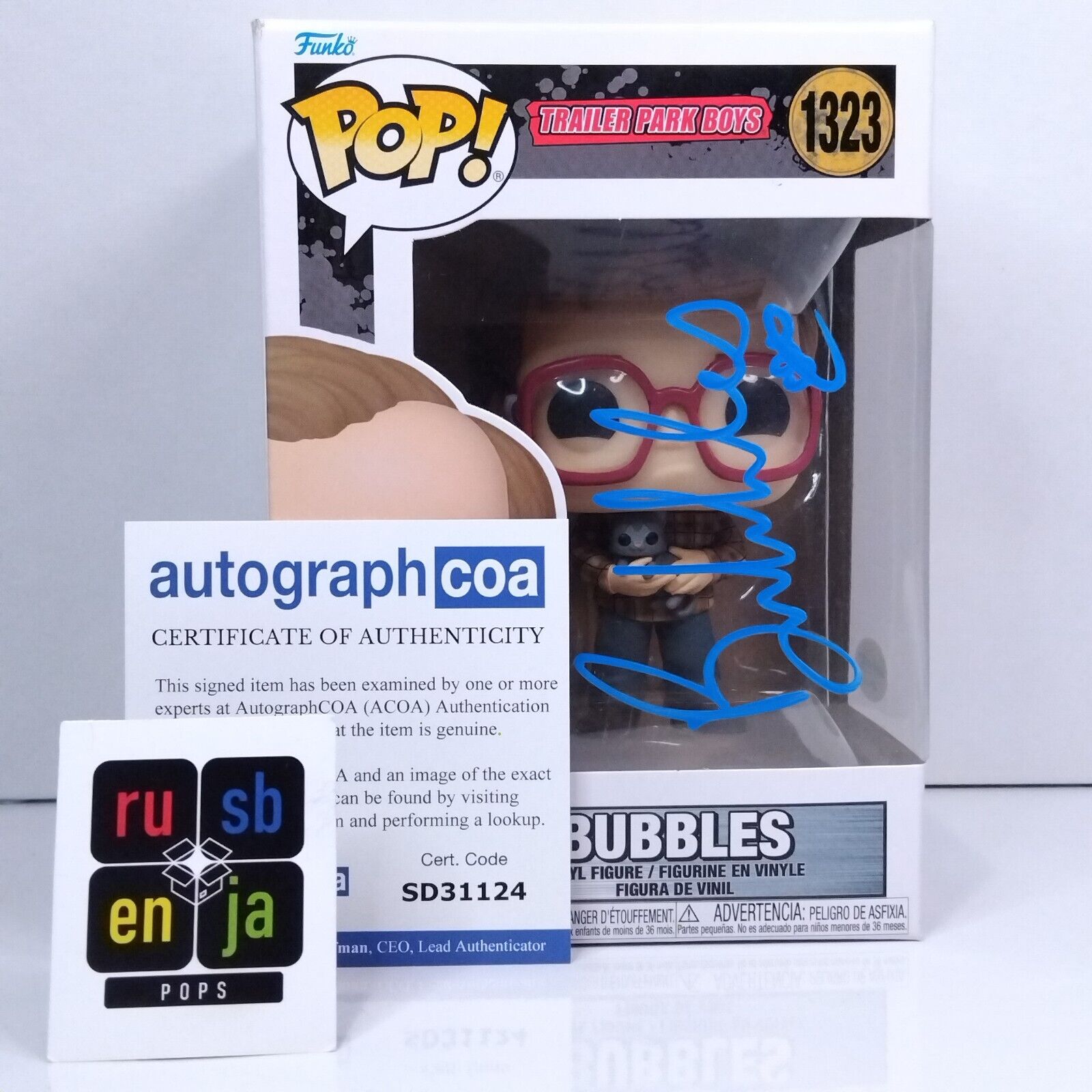 Funko Pop! TV Trailer Park Boys Bubbles Signed Mike Smith COA #1323 WS