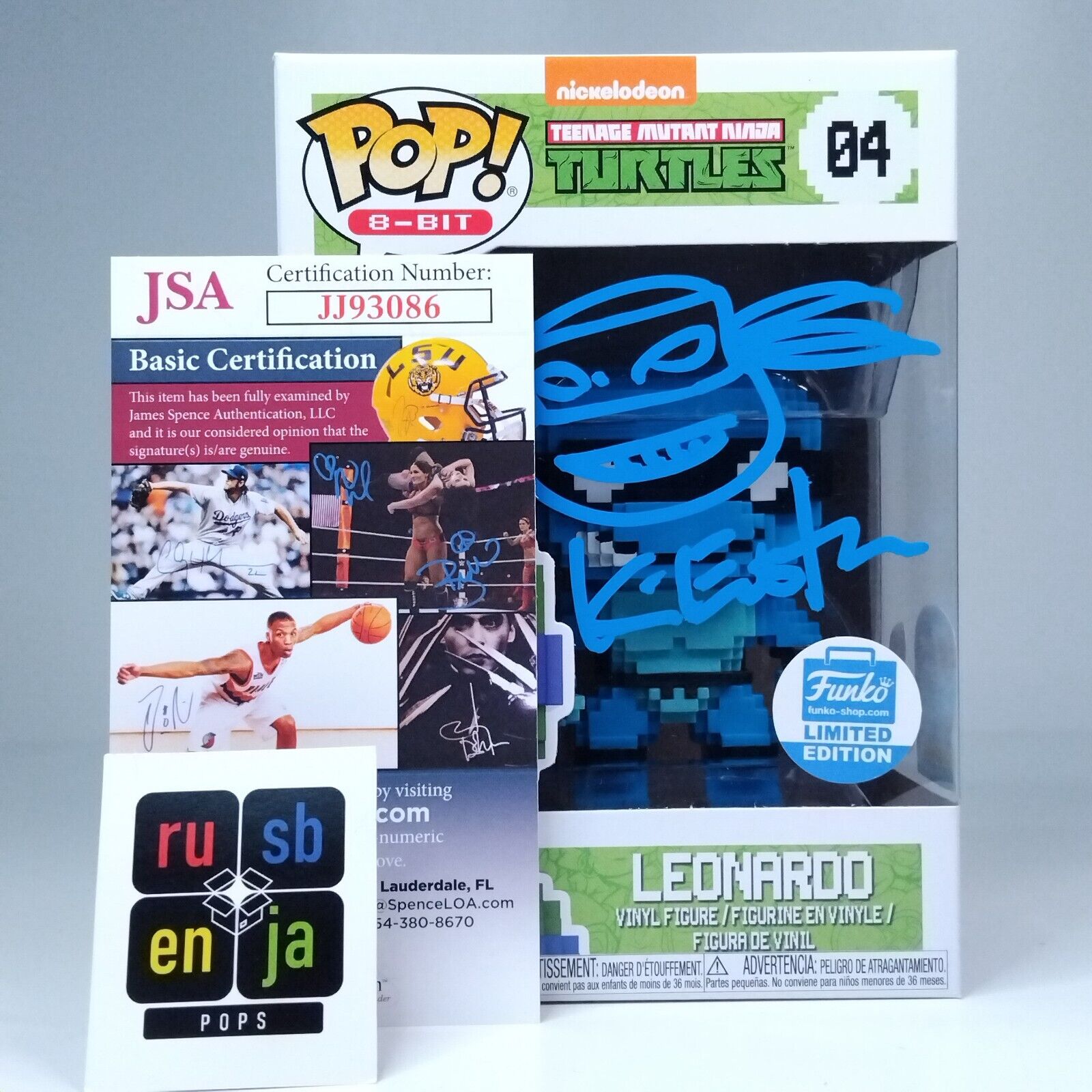 Funko Pop! 8-BIT TMNT Ninja Turtles Leonardo Signed Kevin Eastman 7BAP COA #04