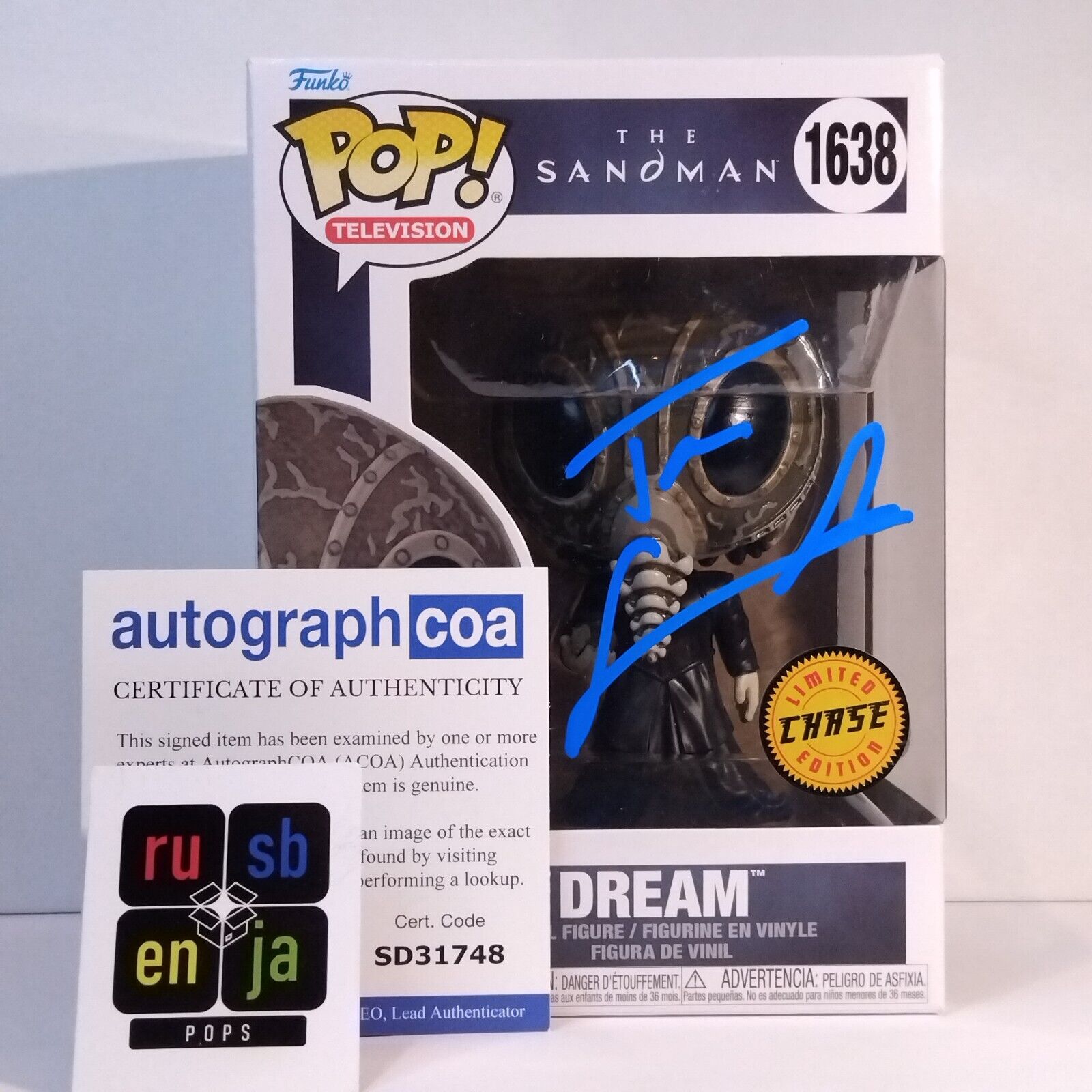 Funko Pop! TV The Sandman Dream Chase Signed Tom Sturridge COA #1638 WS