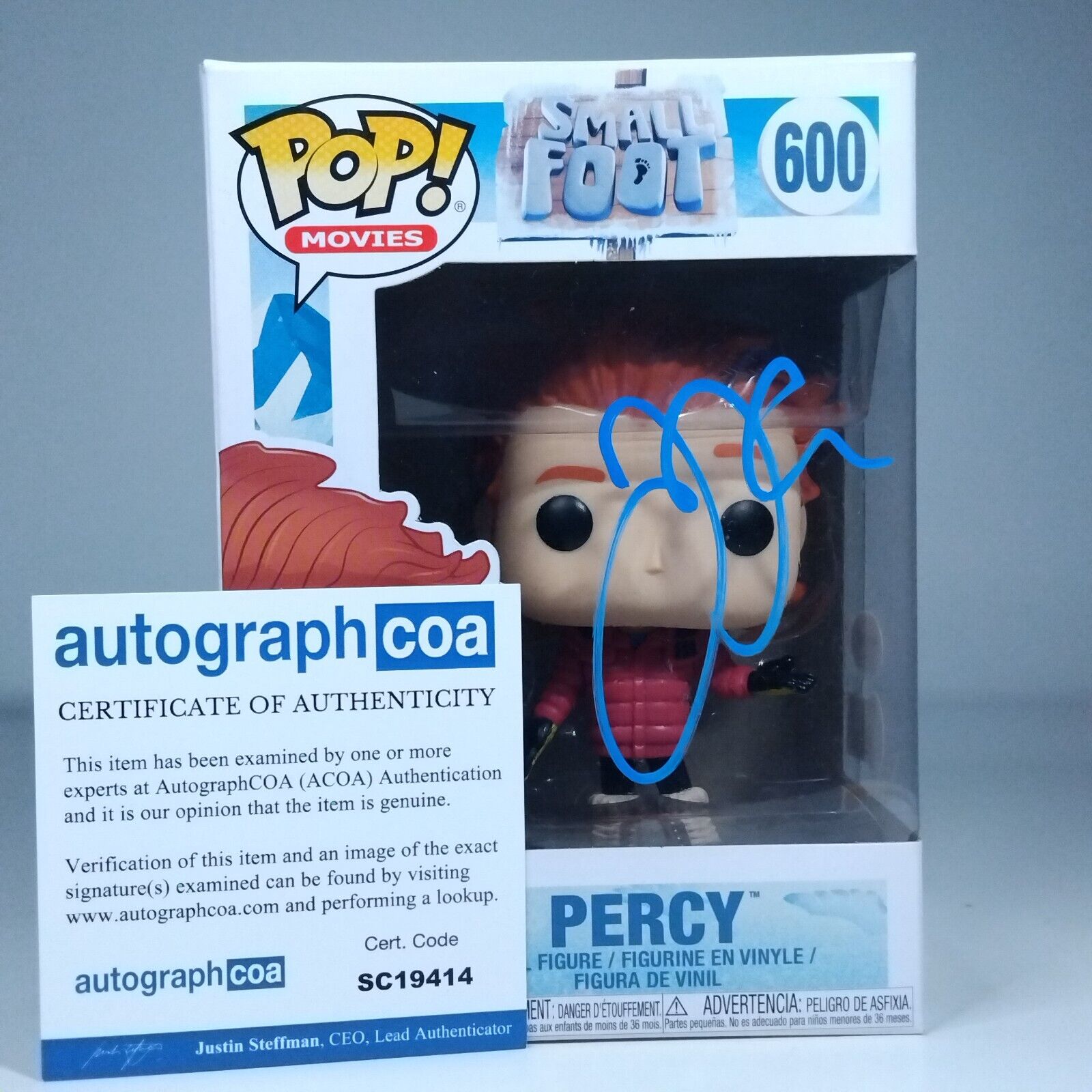 Funko Pop! Movies Small Foot Percy Signed James Corden ACOA #600 WS