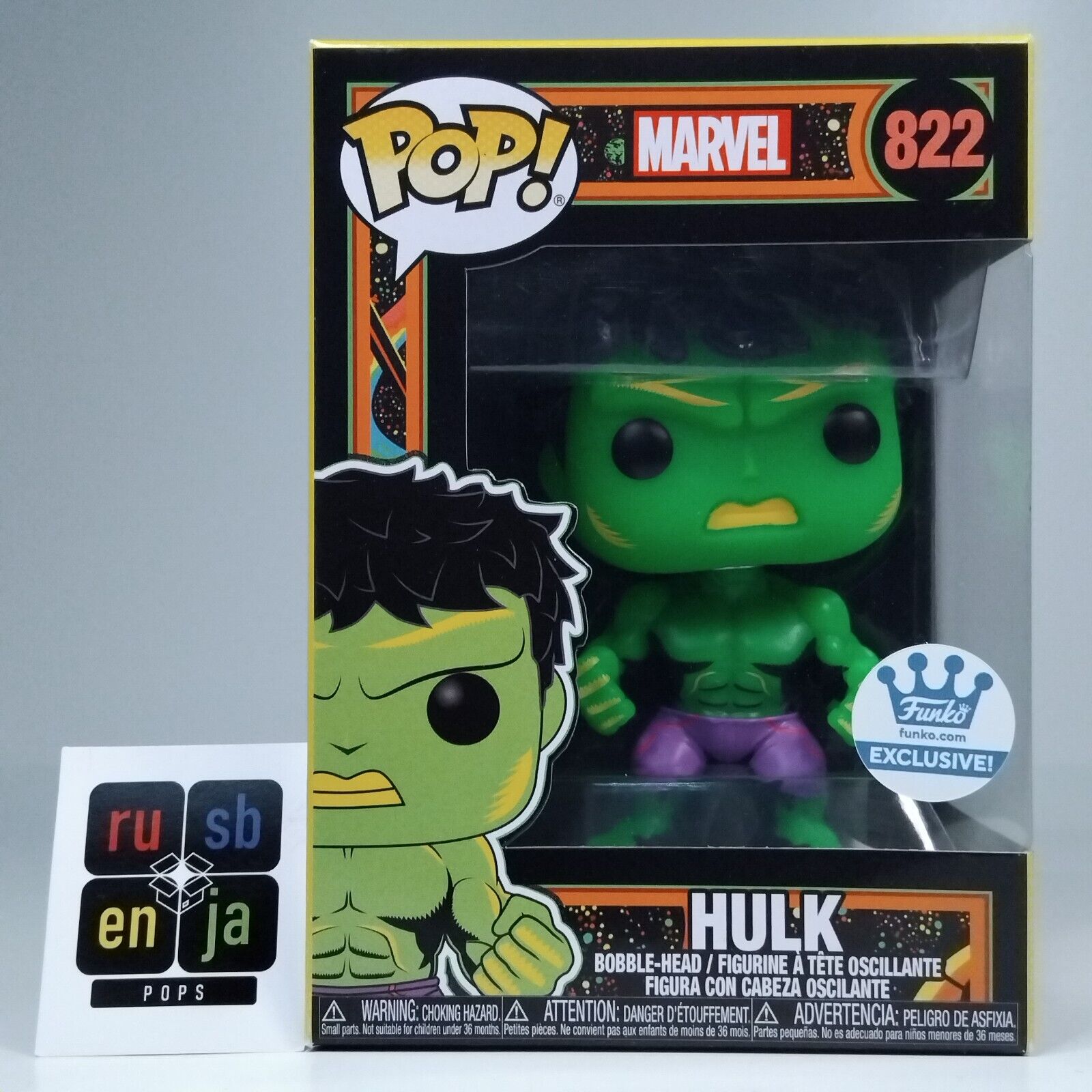 Funko Pop! Marvel Blacklight Hulk Exclusive #822