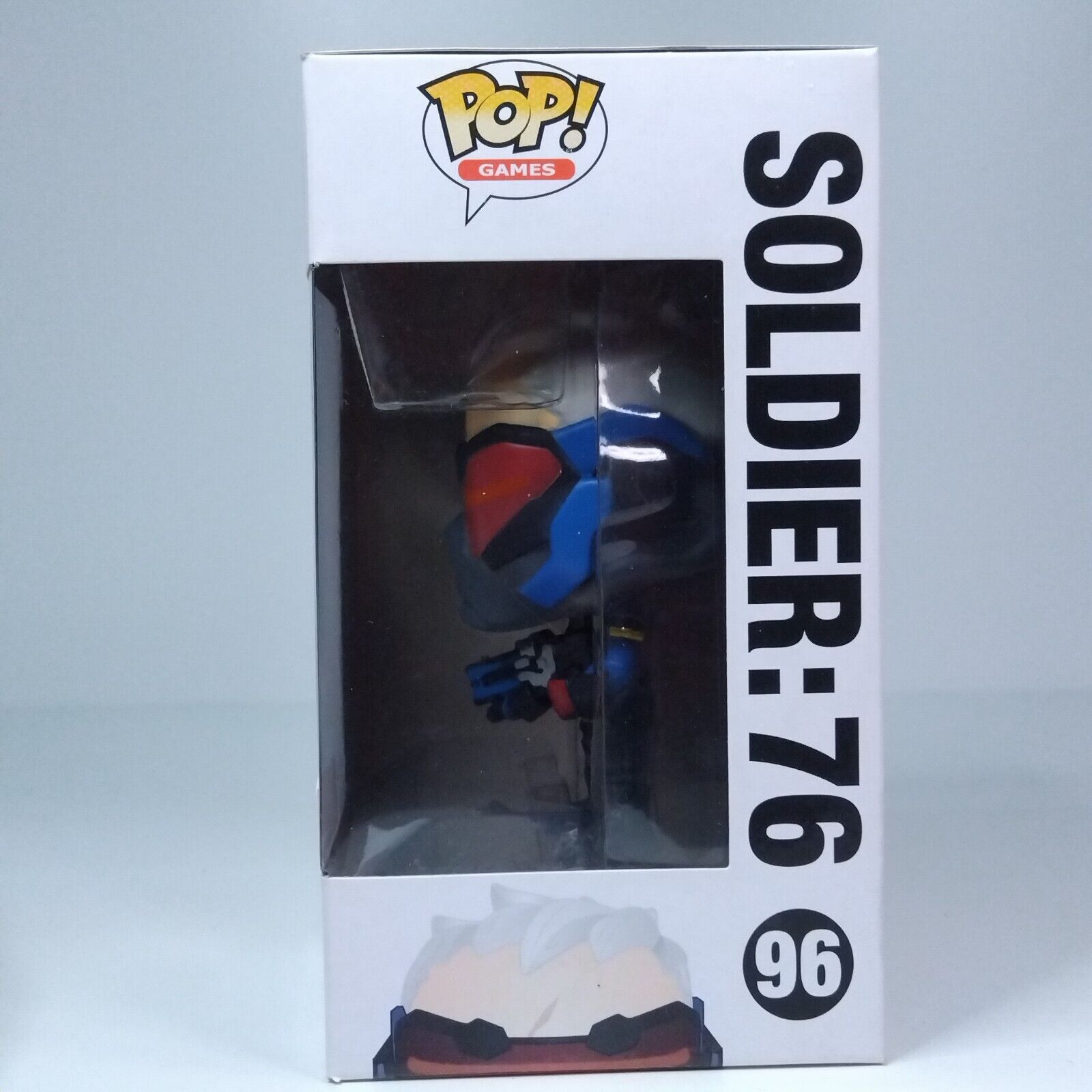 Funko Pop! Games Overwatch Soldier:76 Gamestop Exclusive #96 FADED BOX FRONT