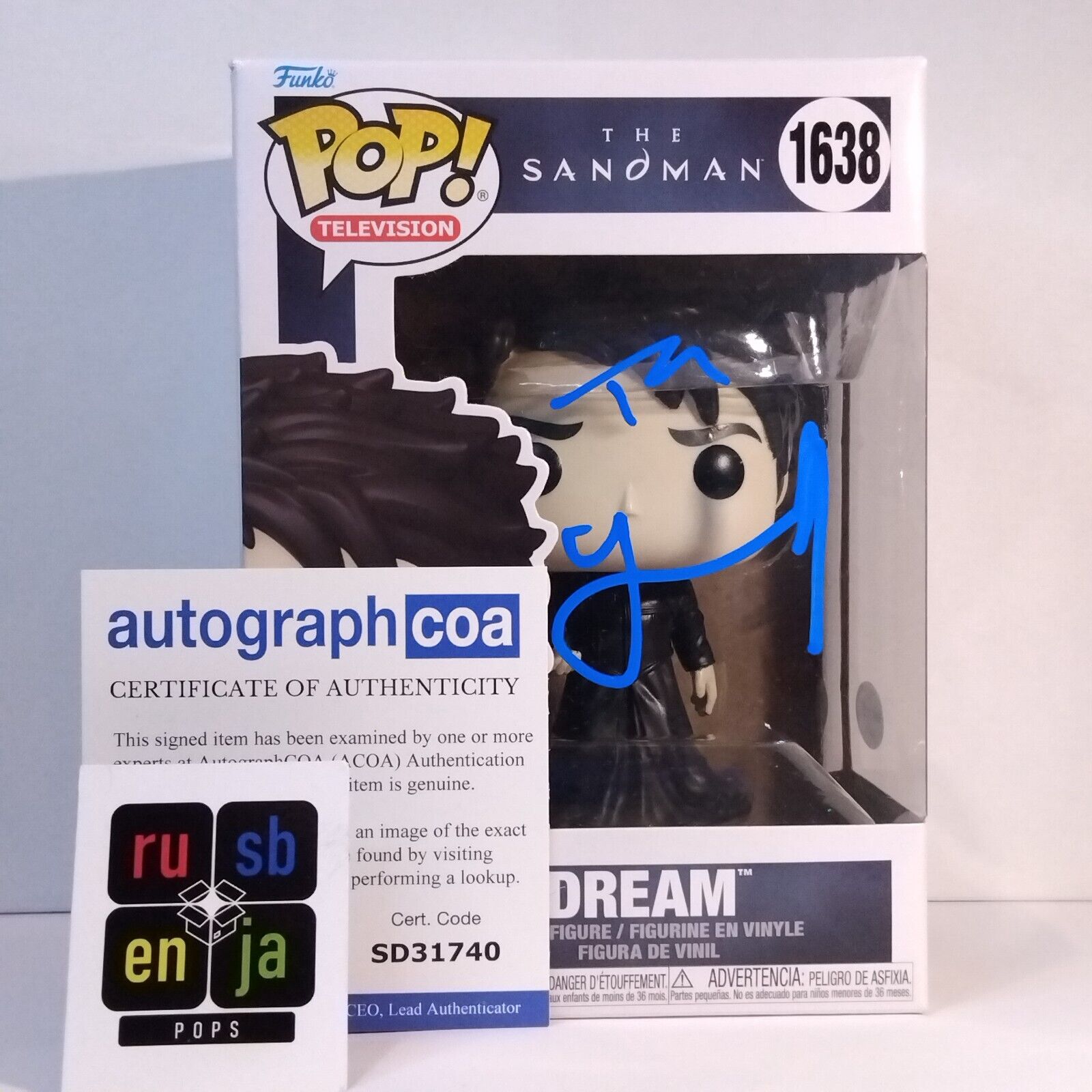 Funko Pop! TV The Sandman Dream Signed Tom Sturridge COA #1638 WS