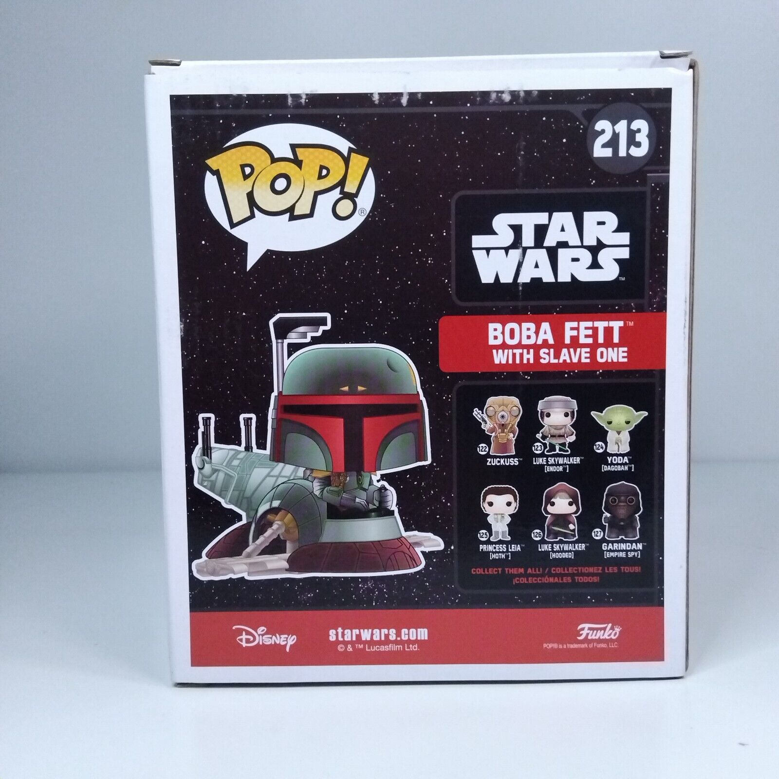 Funko Pop! Star Wars Boba Fett with Slave One Exclusive #213 FADED BOX SIDE