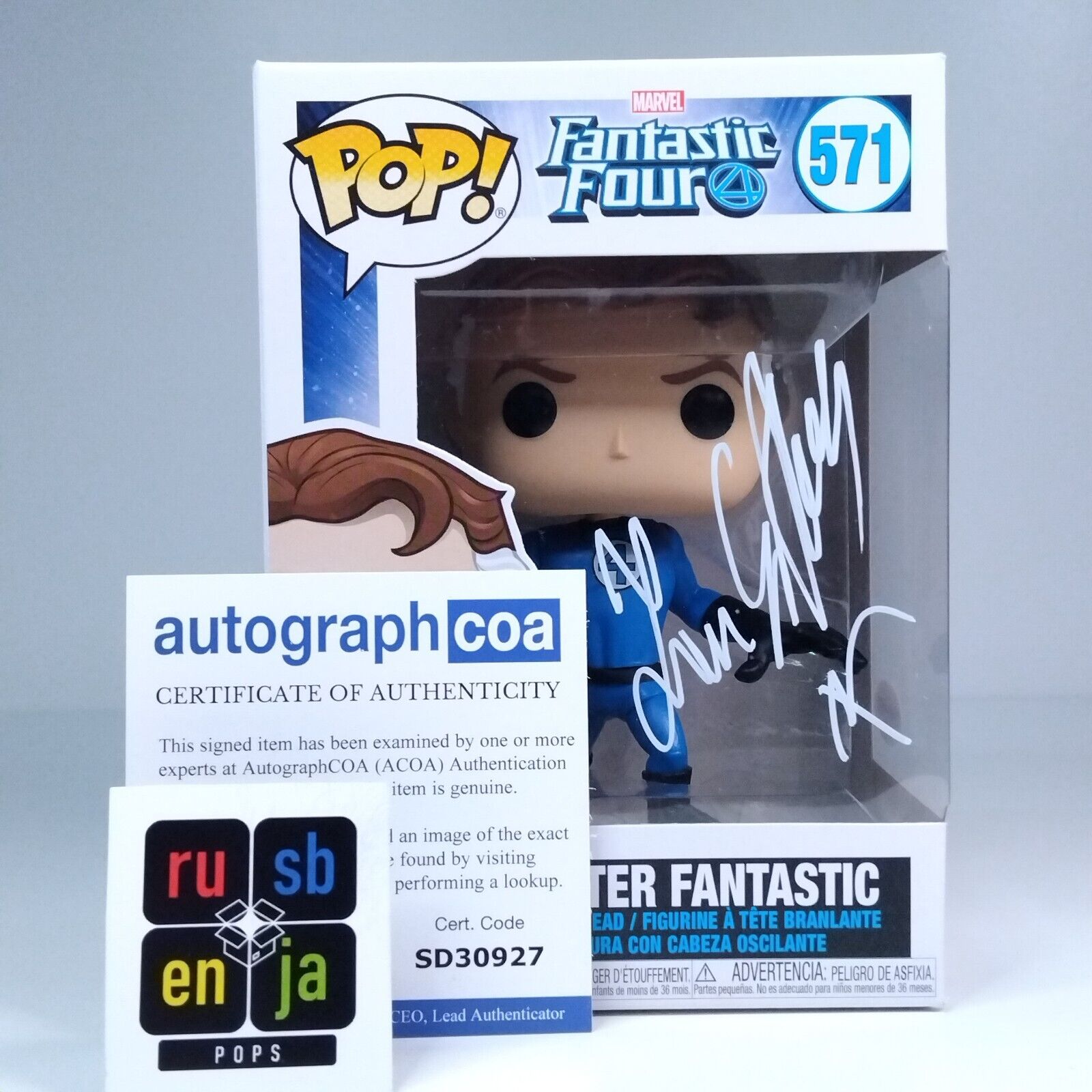 Funko Pop! Marvel Fantastic Four Mr Fantastic Signed Ioan Gruffudd COA #571 WS