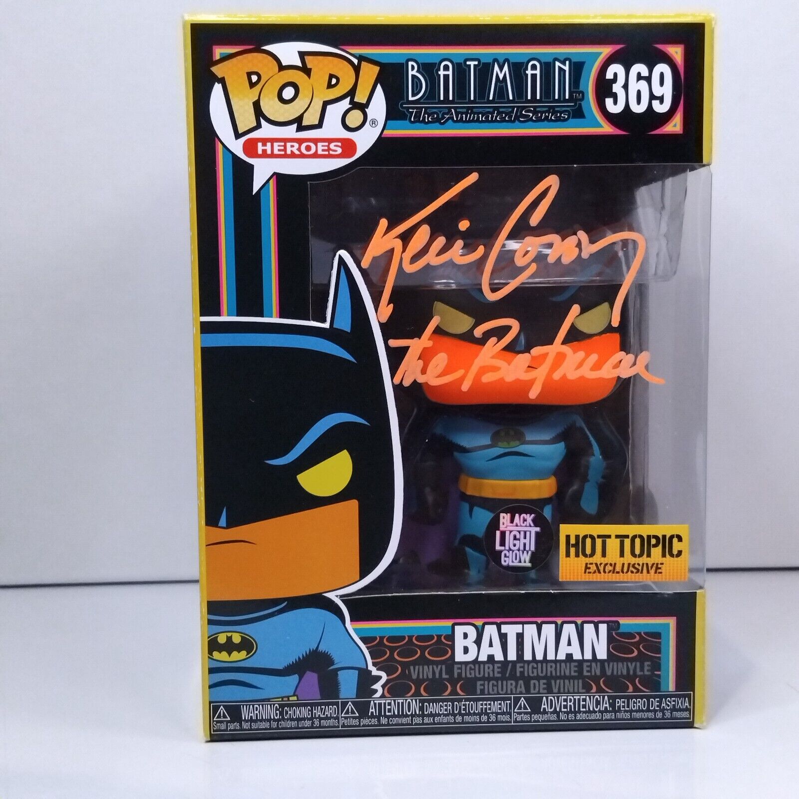 Funko Pop! DC Heroes Blacklight Batman Signed Kevin Conroy COA #369