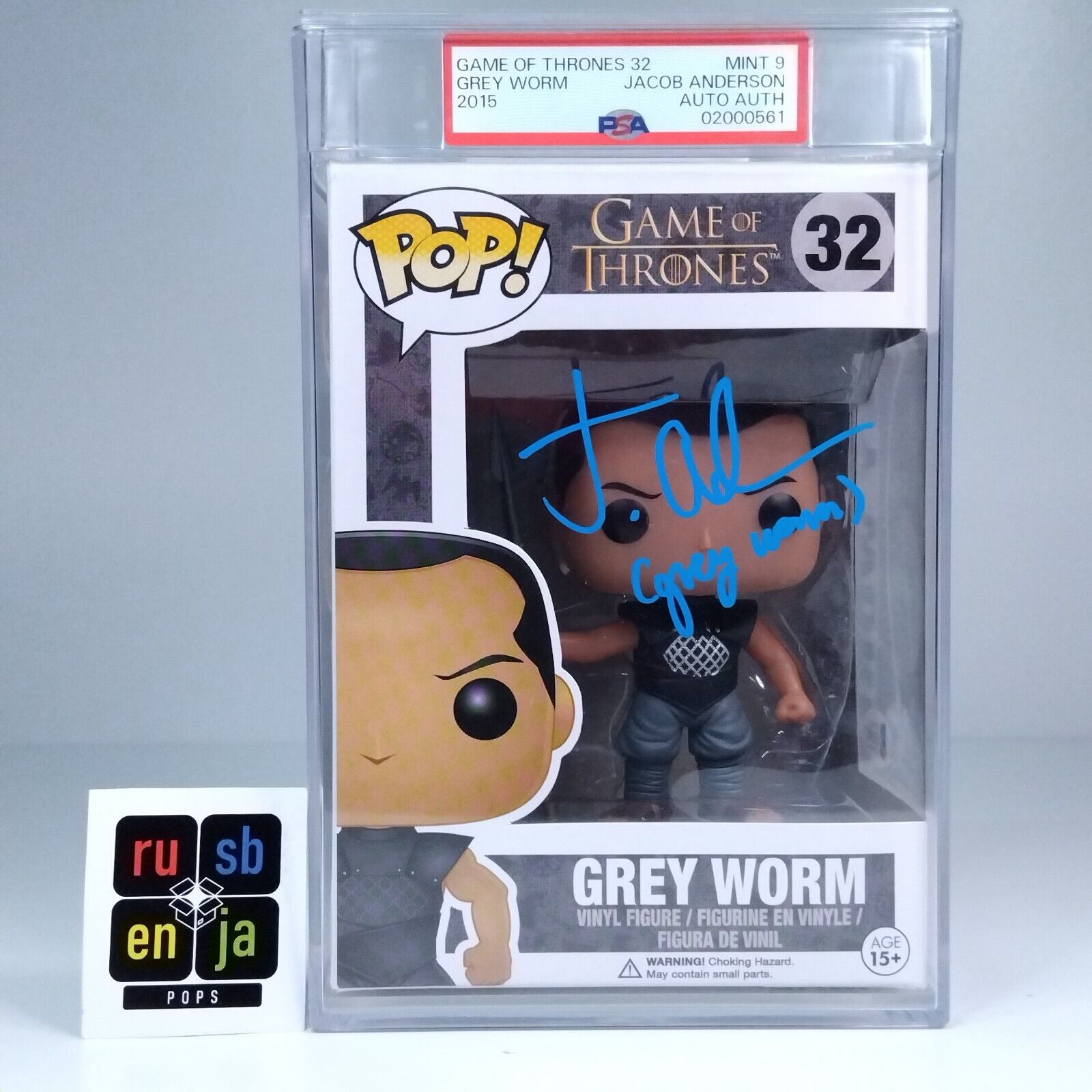 Funko Pop! TV Game of Thrones Grey Worm Signed Jacob Anderson COA PSA 9 #32