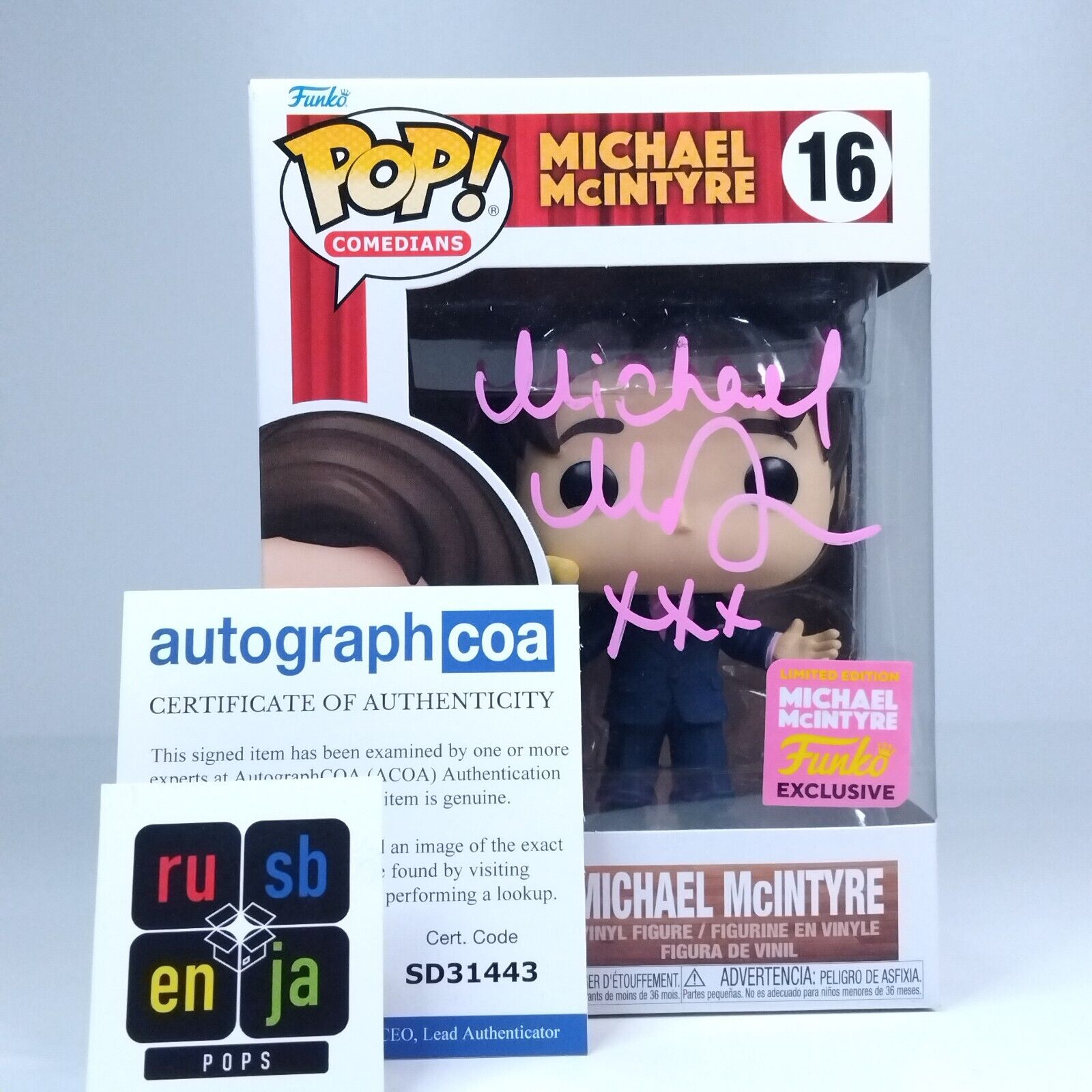 Funko Pop! Comedians Michael McIntyre Signed COA #16