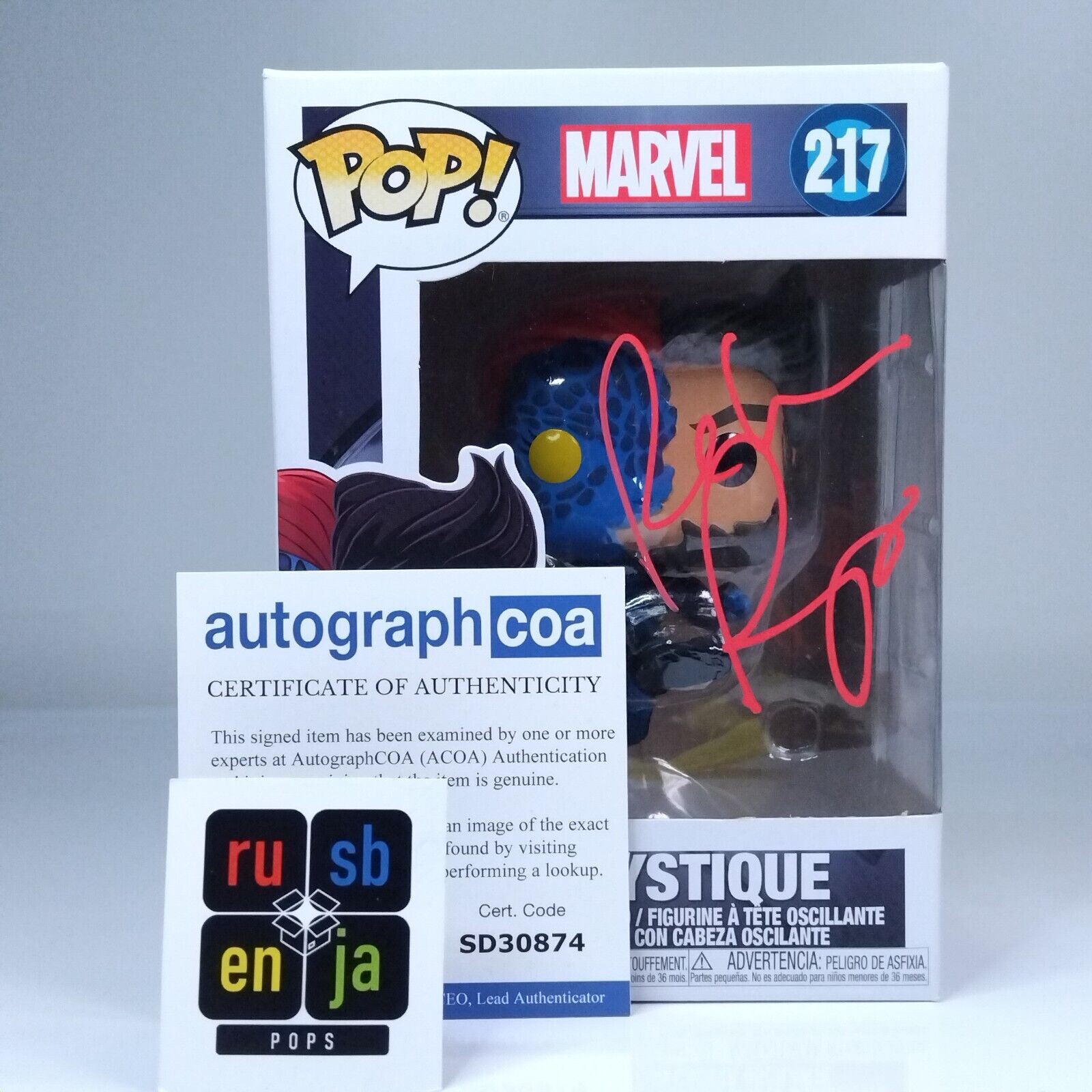 Funko Pop! Marvel X-Men Mystique Signed Rebecca Romjin COA #217 WS