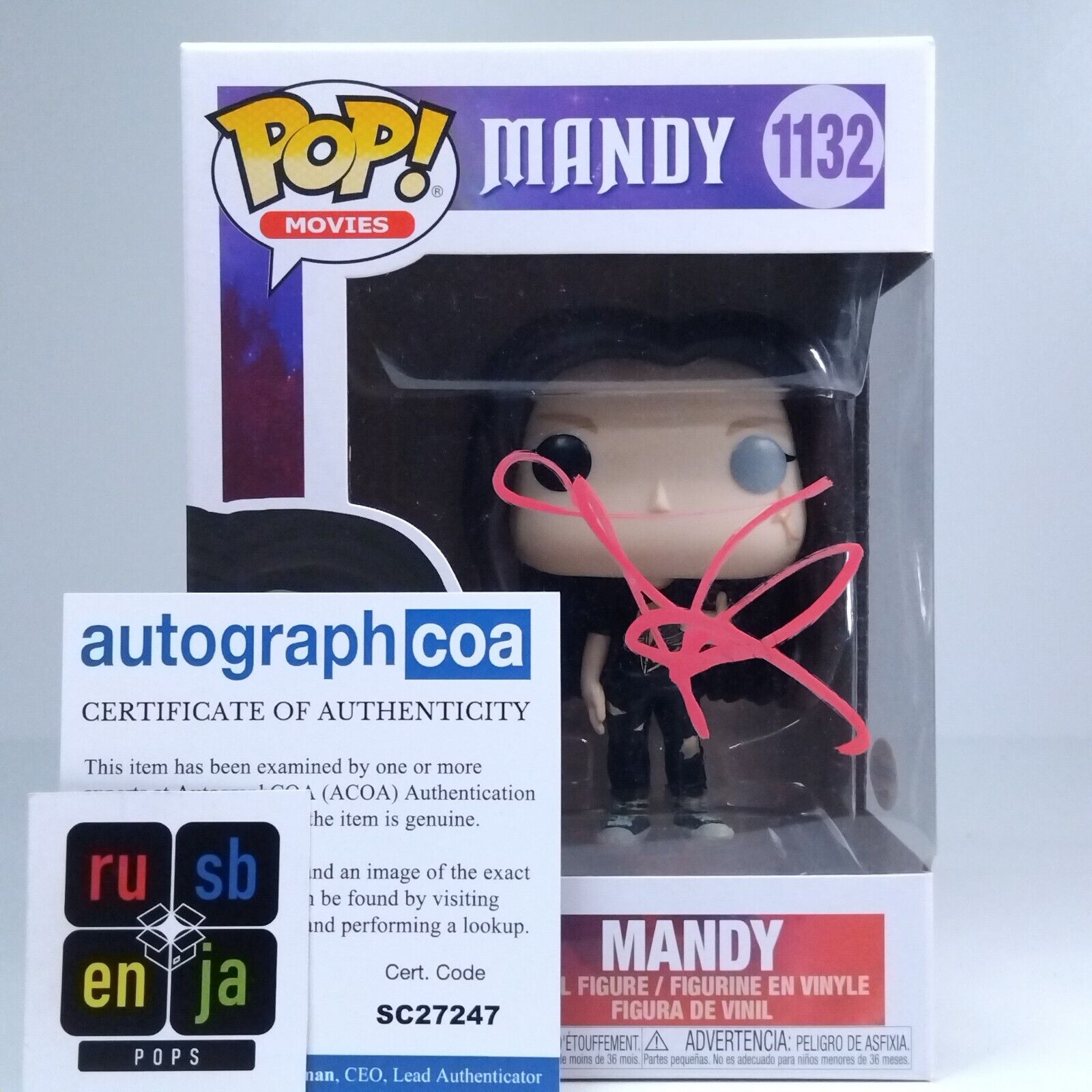 Funko Pop! Movies Horror Mandy Signed Andrea Riseborough COA #1132 WS