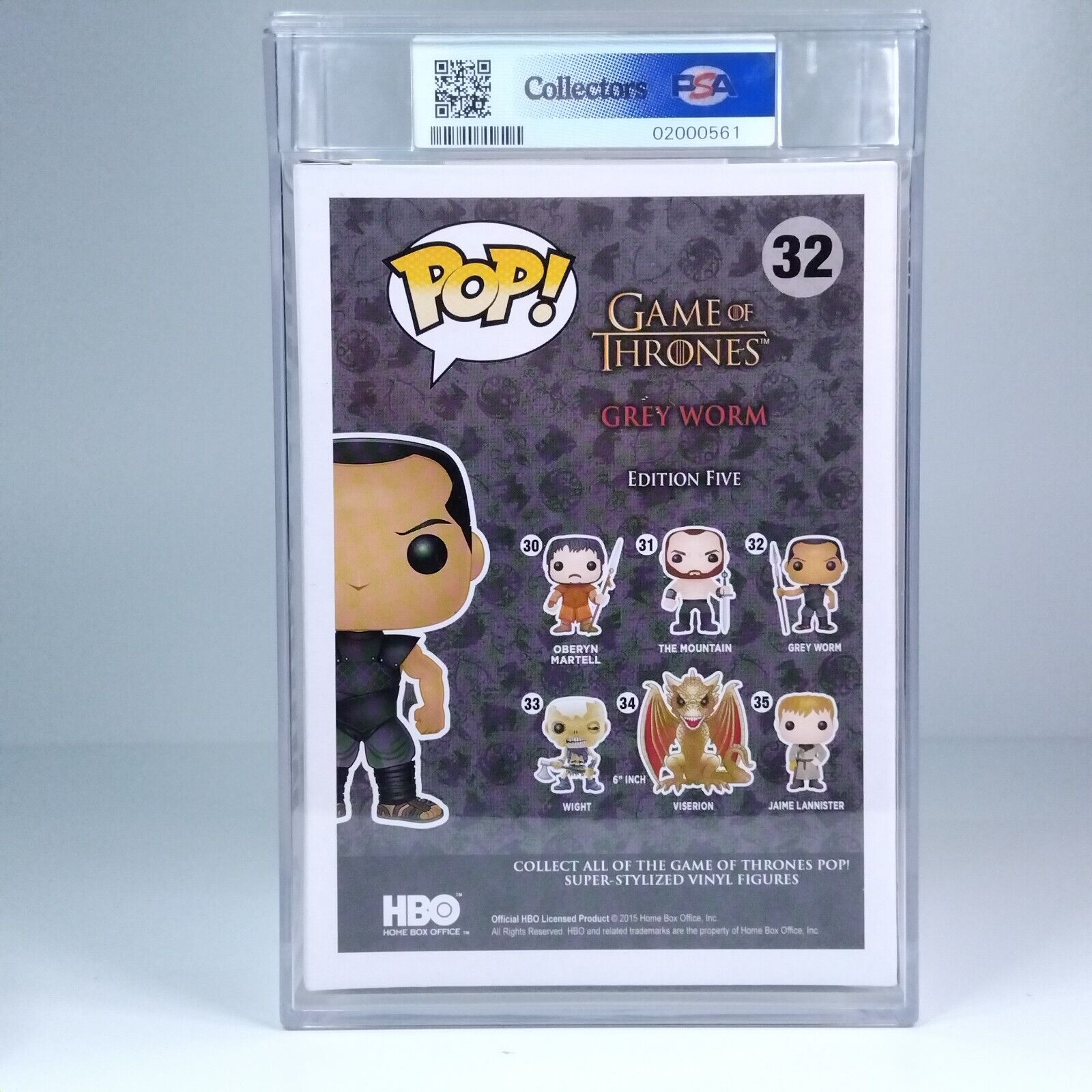 Funko Pop! TV Game of Thrones Grey Worm Signed Jacob Anderson COA PSA 9 #32