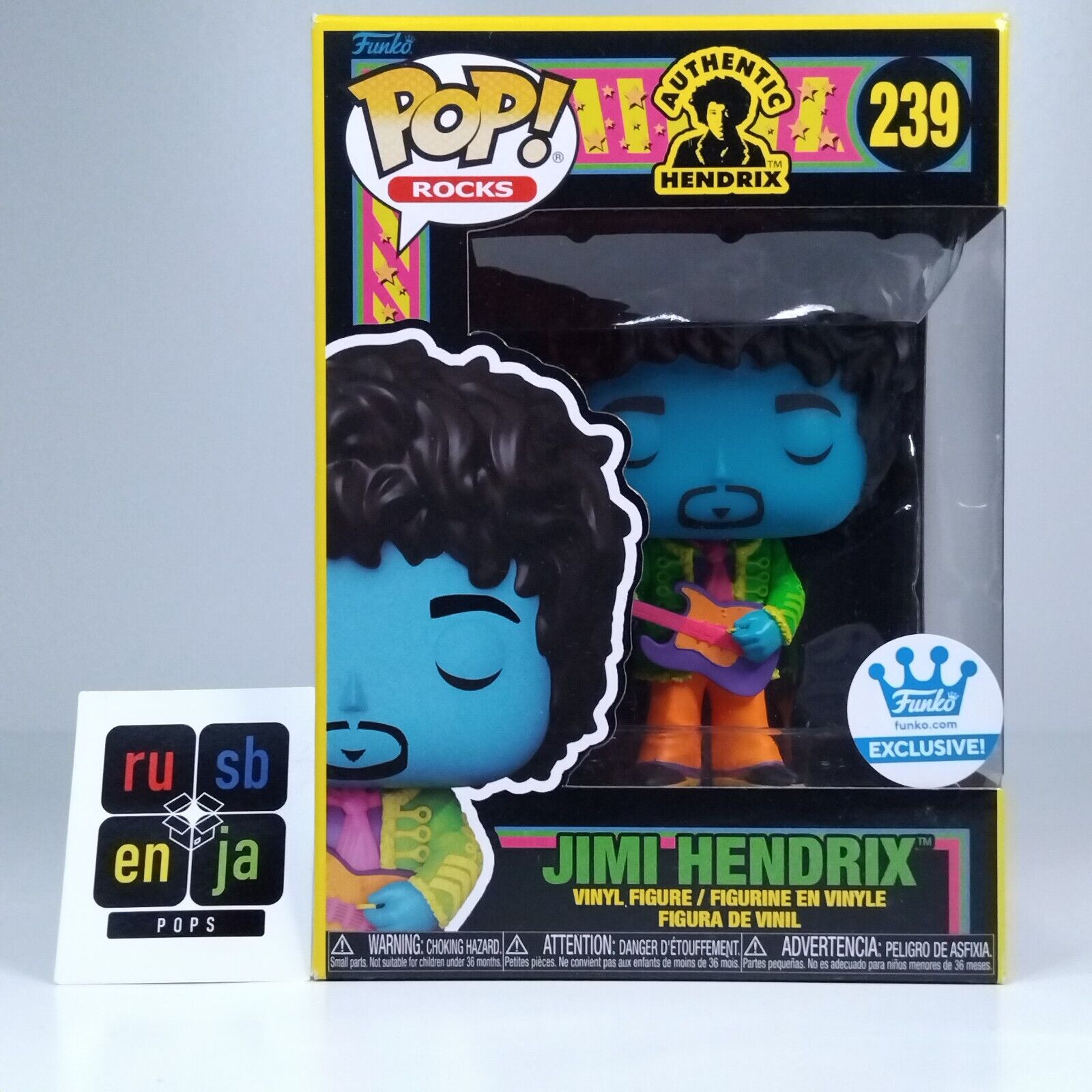 Funko Pop! Rocks Music Blacklight Jimi Hendrix Blue Exclusive #239