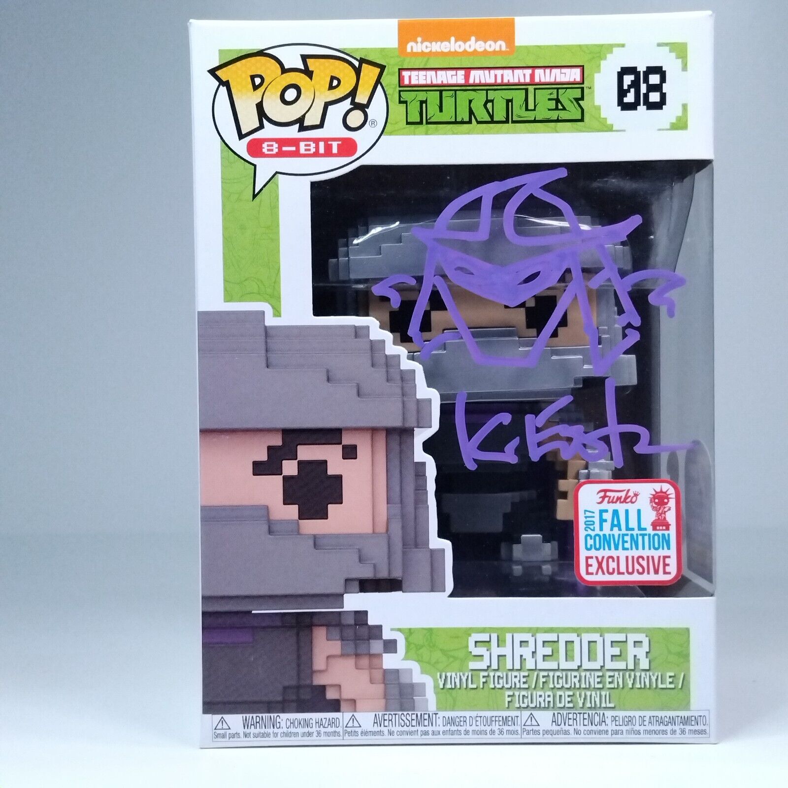 Funko Pop! 8-BIT TMNT Turtles Shredder Signed Kevin Eastman 7BAP COA #08