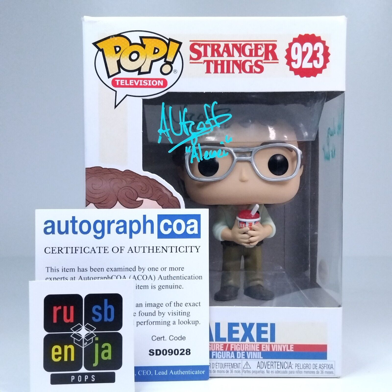 Funko Pop! TV Stranger Things Alexei Signed Alec Utgoff COA #923