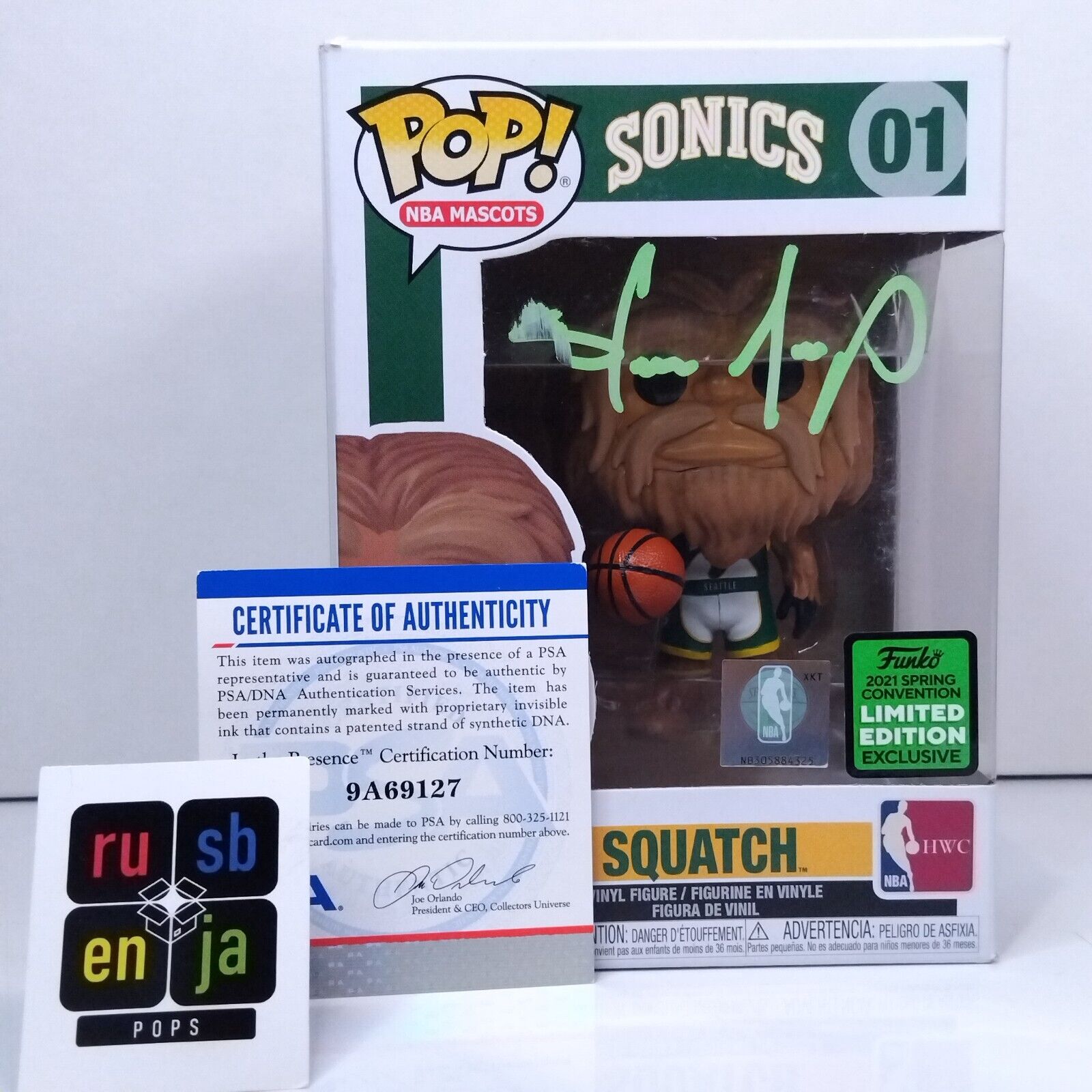 Funko Pop! Sports NBA Sonics Squatch Signed Shawn Kemp COA #01