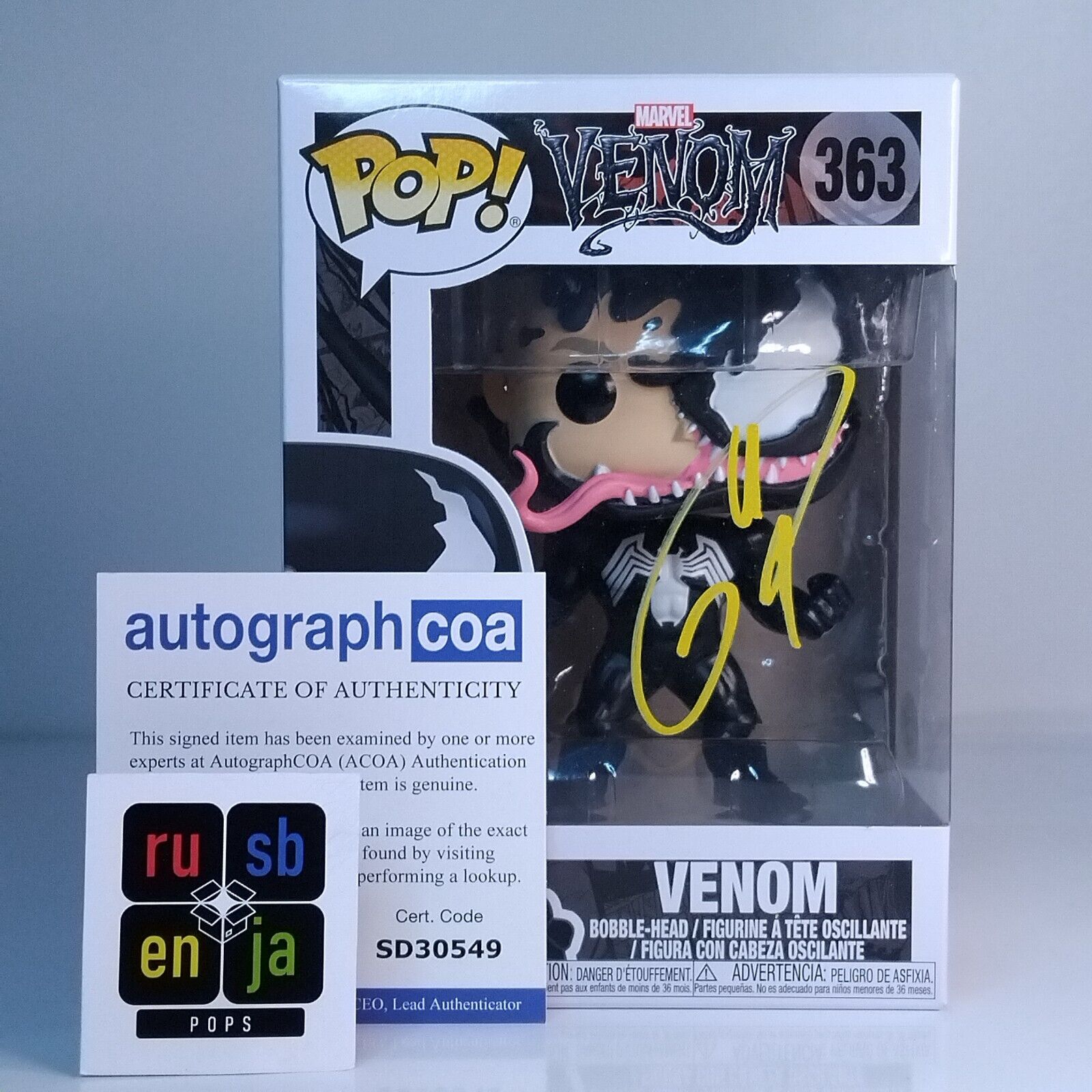 Funko Pop! Marvel Venom Signed Tom Hardy COA #363 WS