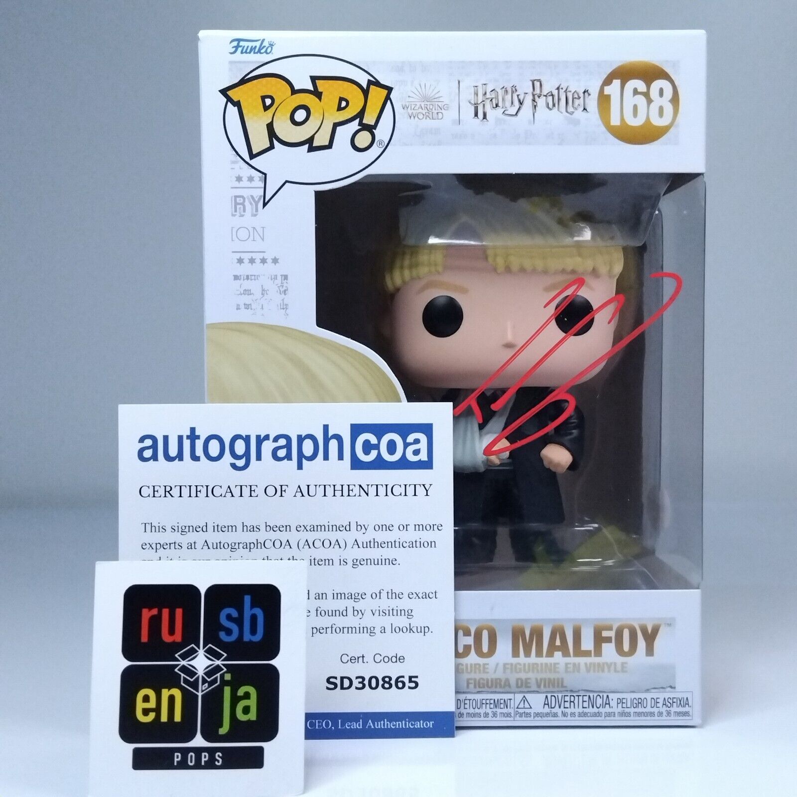 Funko Pop! Harry Potter Draco Malfoy Signed Tom Felton COA #168 WS