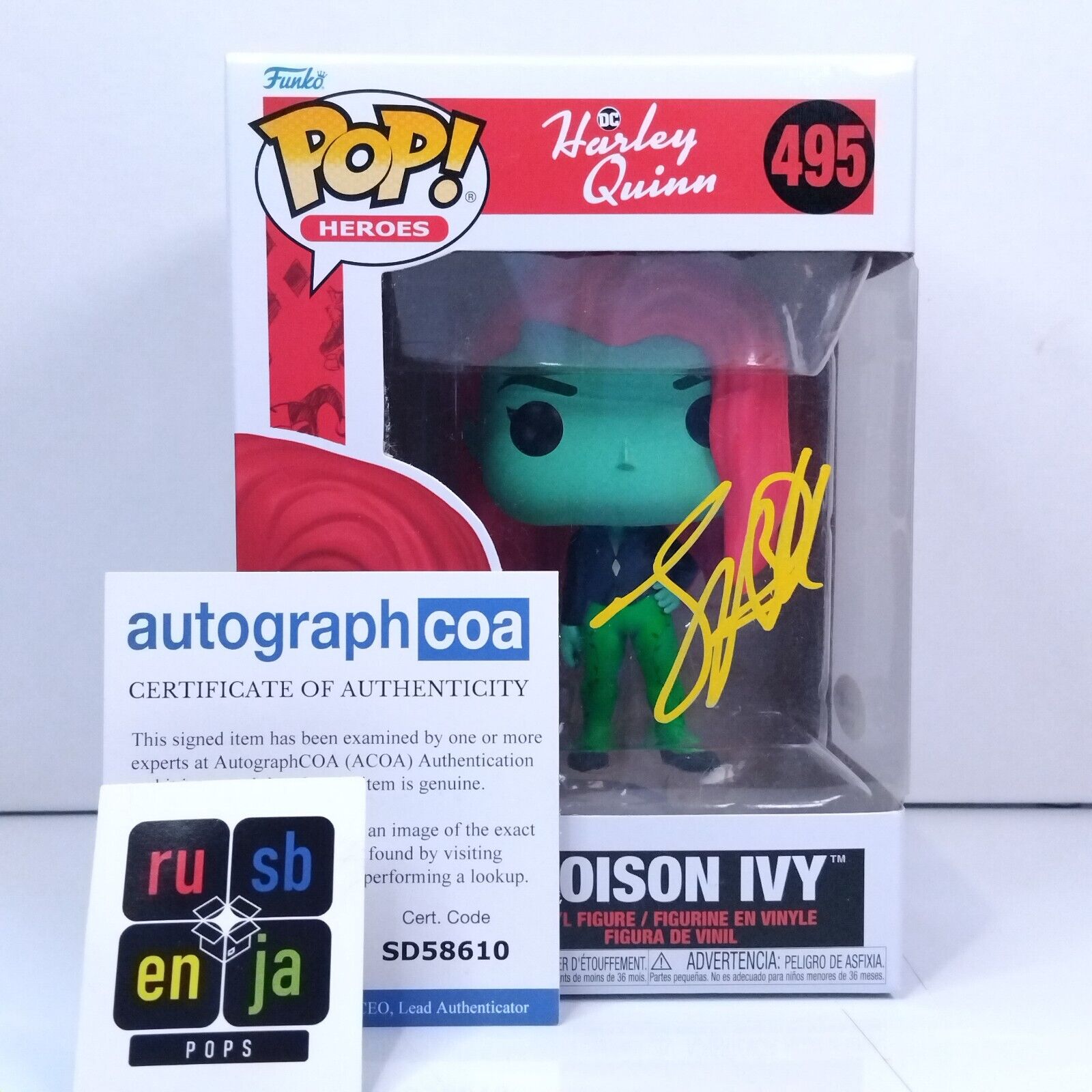 Funko Pop! DC Heroes Harley Quinn Poison Ivy Signed Lake Bell COA #495 WS