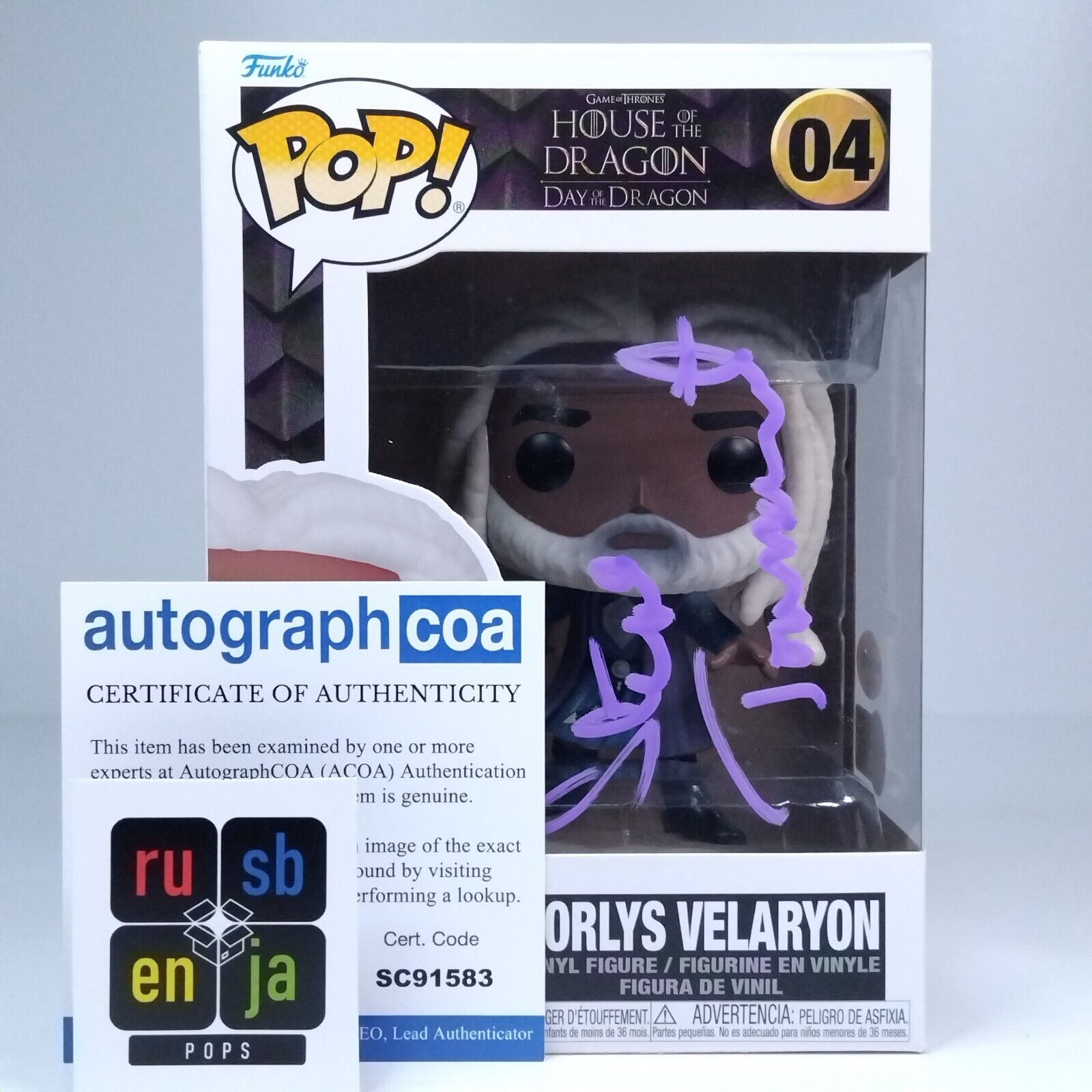 Funko Pop! TV House of Dragon Corlys Velaryon Signed Steve Toussaint COA #04 WS