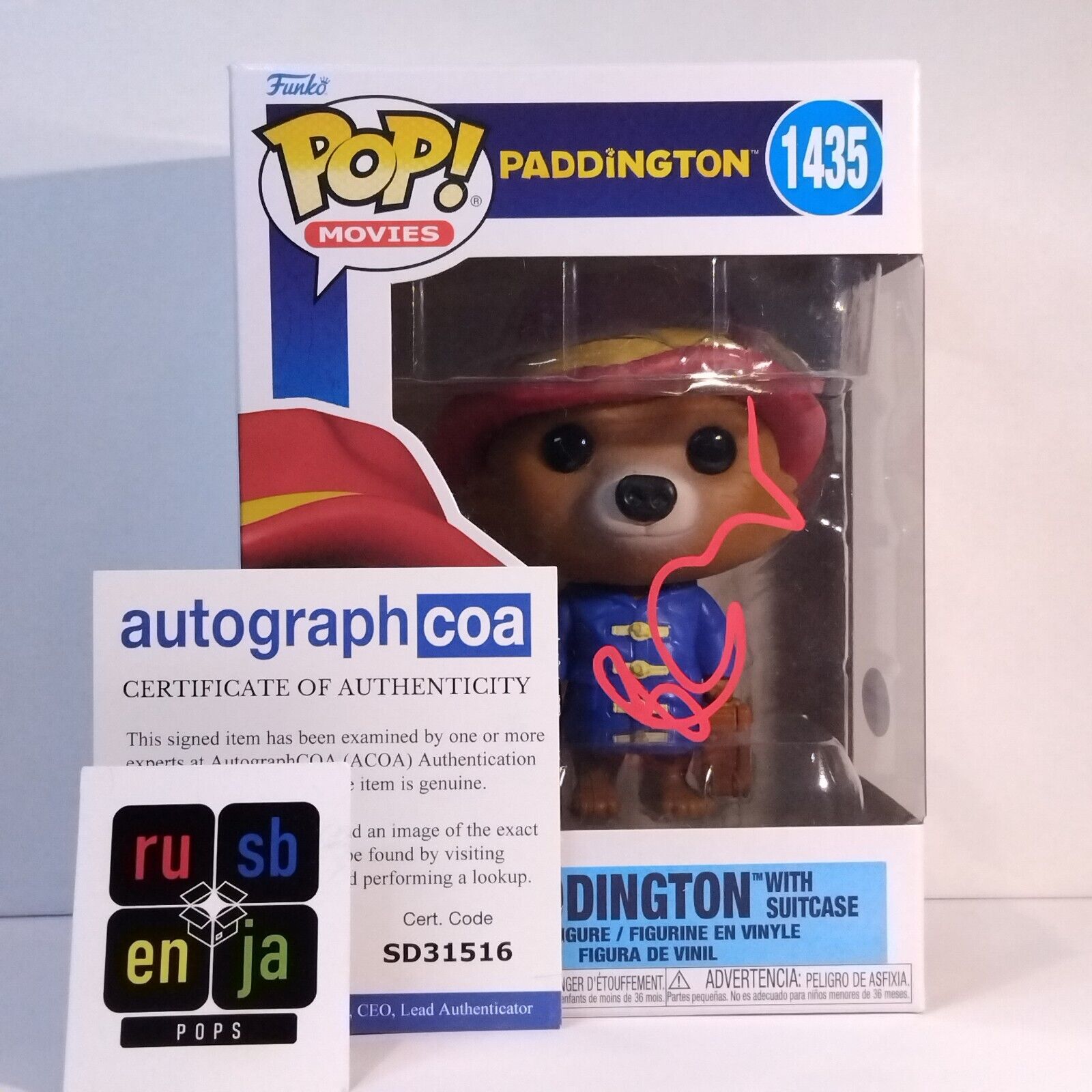 Funko Pop! Movies Paddington Signed Ben Whishaw COA #1435 WS