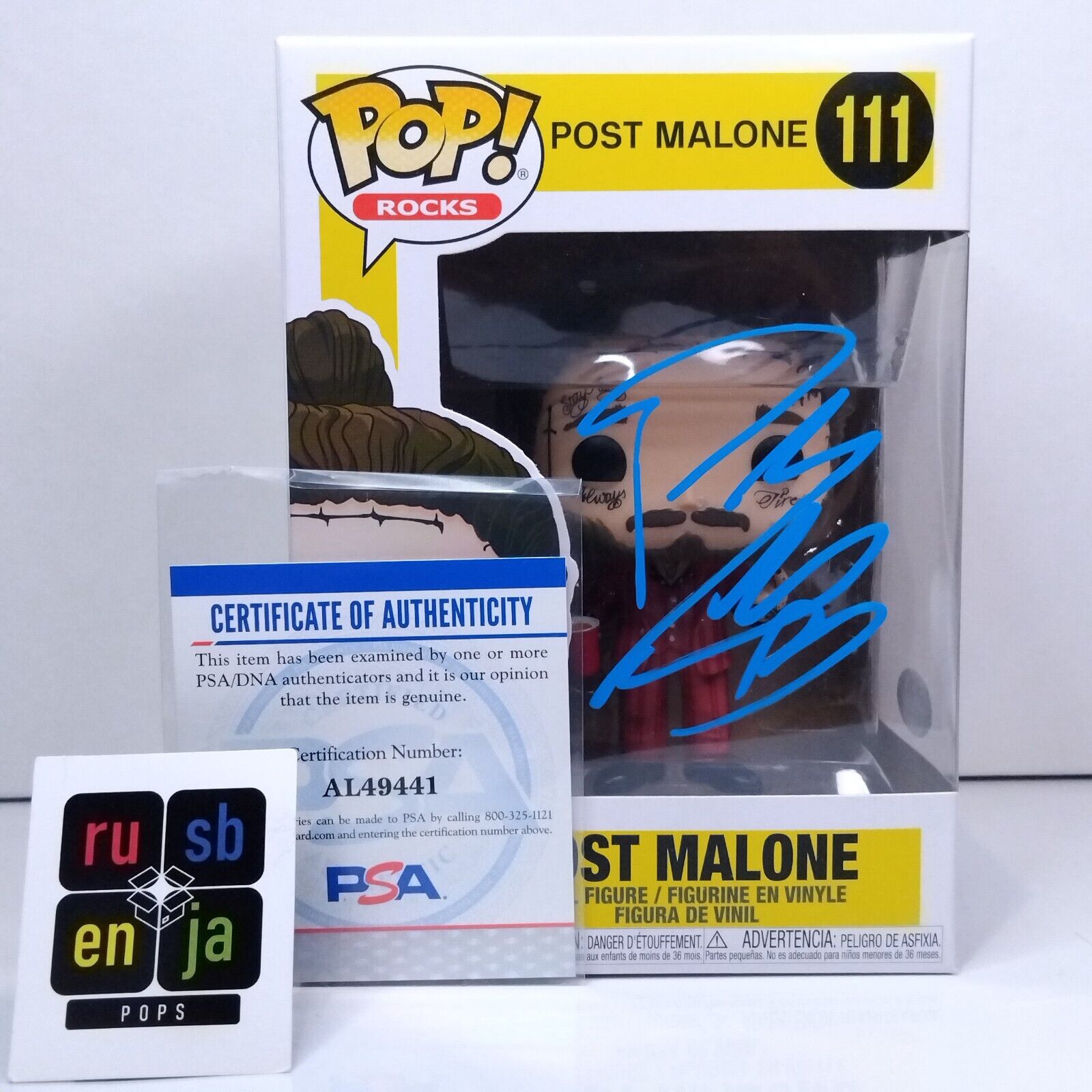 Funko Pop! Rocks Music Post Malone Signed COA #111