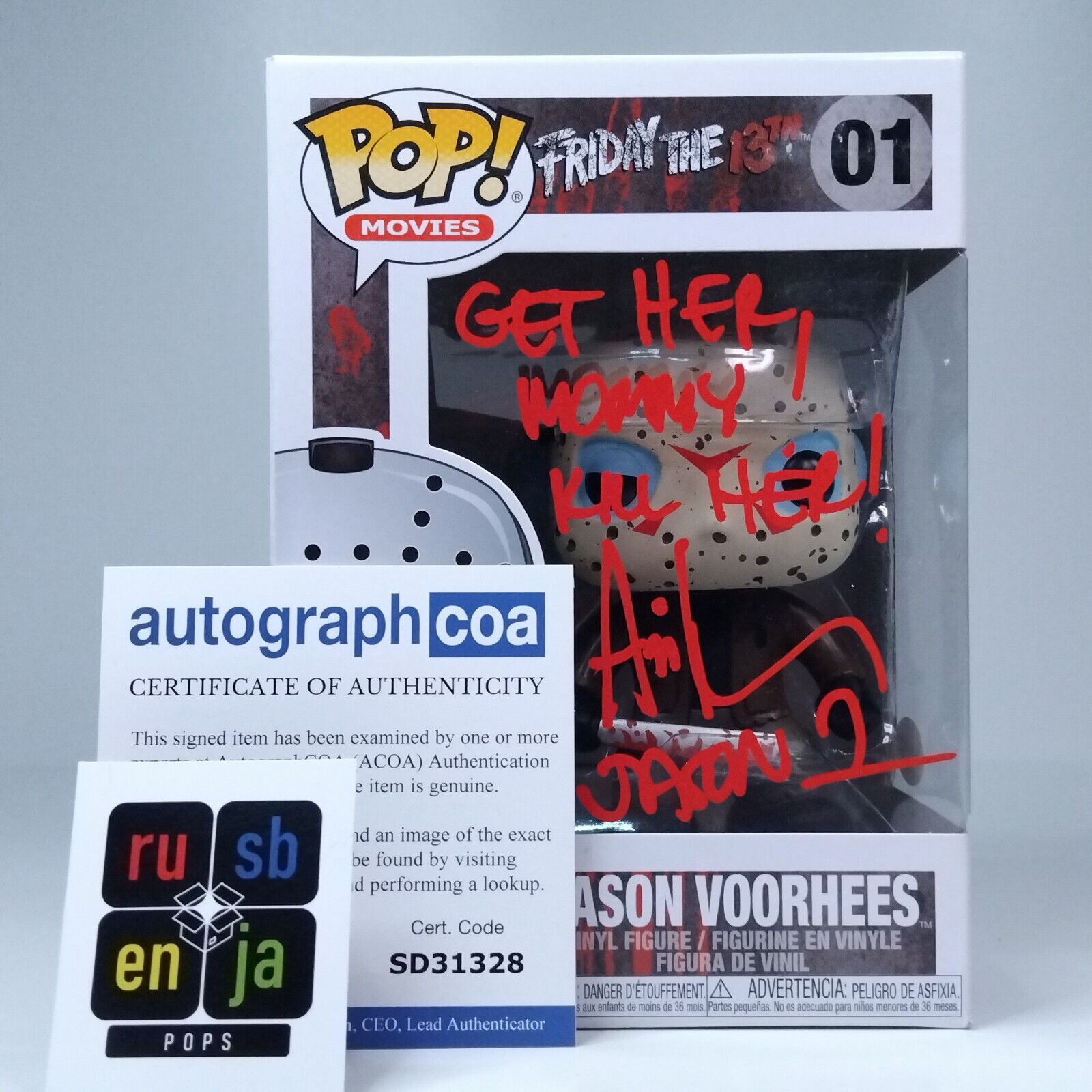 Funko Pop! Movies Horror Friday 13th Jason Voorhees Signed Ari Lehman COA #01